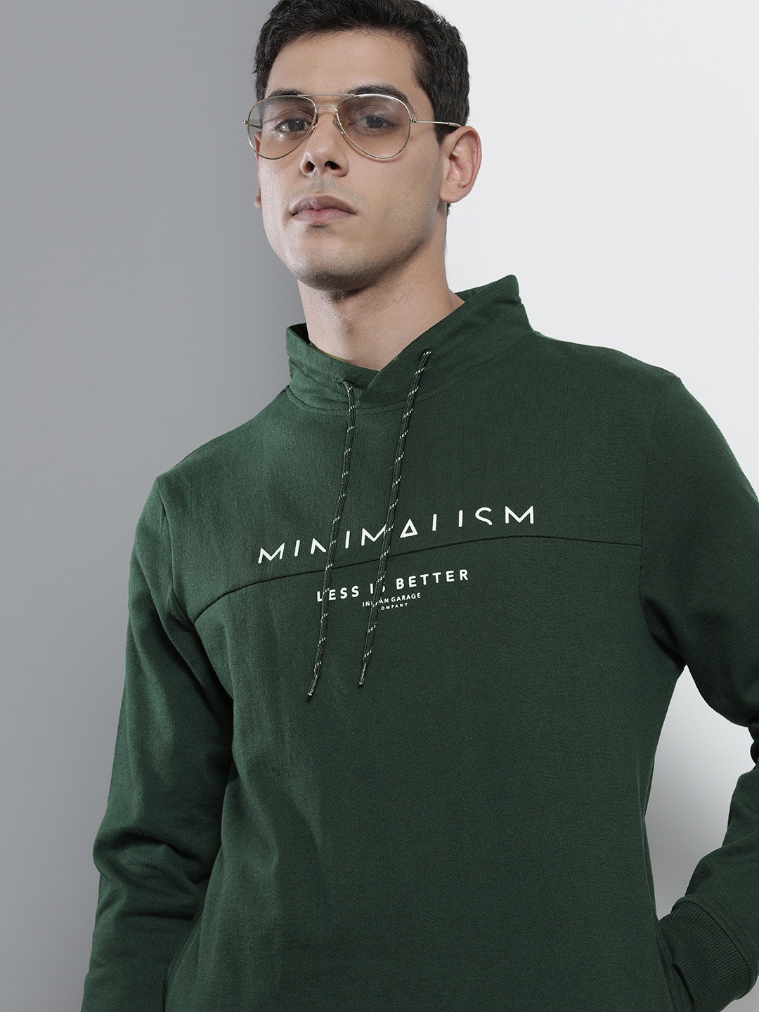 

The Indian Garage Co Men Green Hooded Sweatshirt