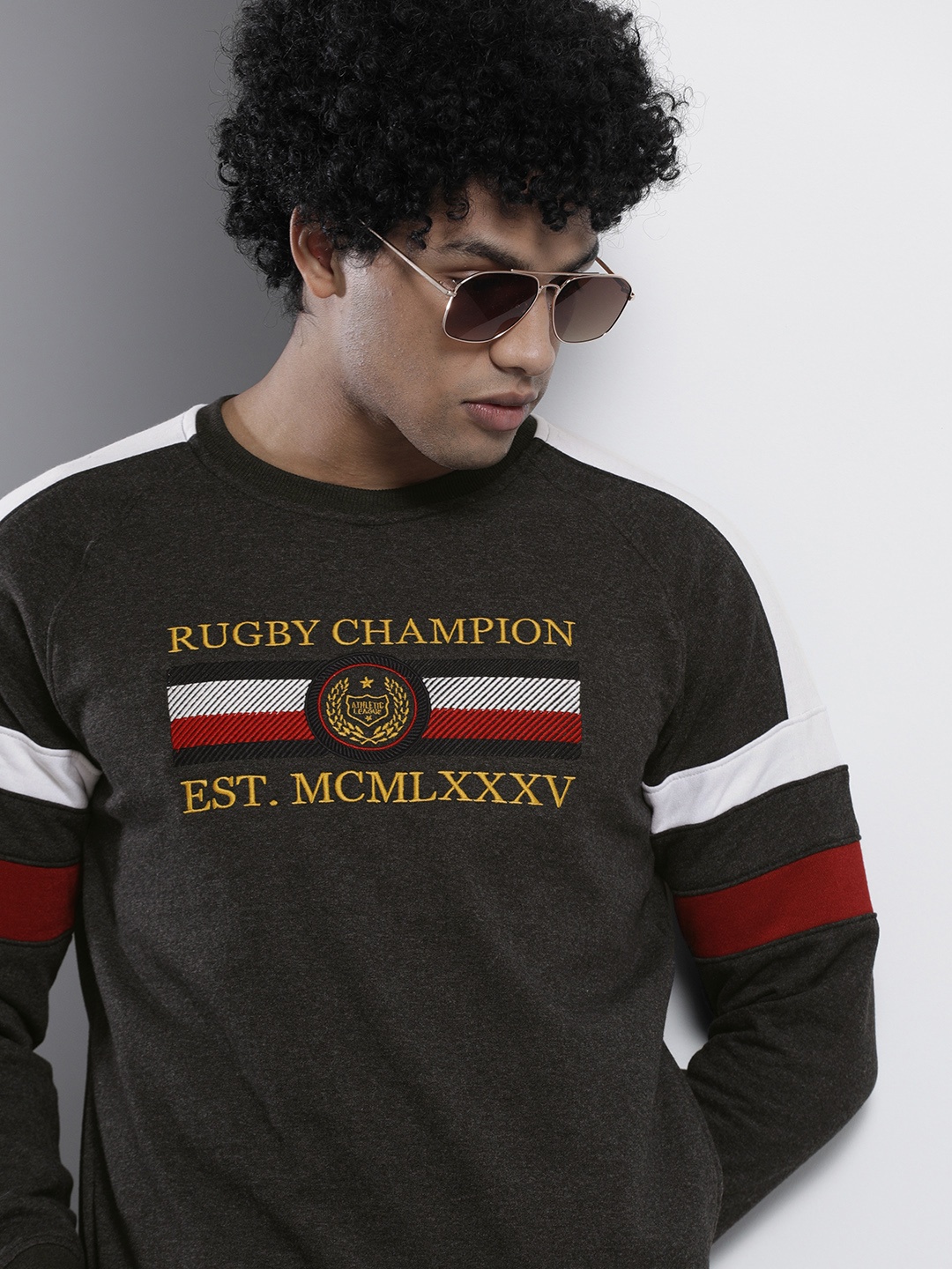 

The Indian Garage Co Men Black Colourblocked Sweatshirt