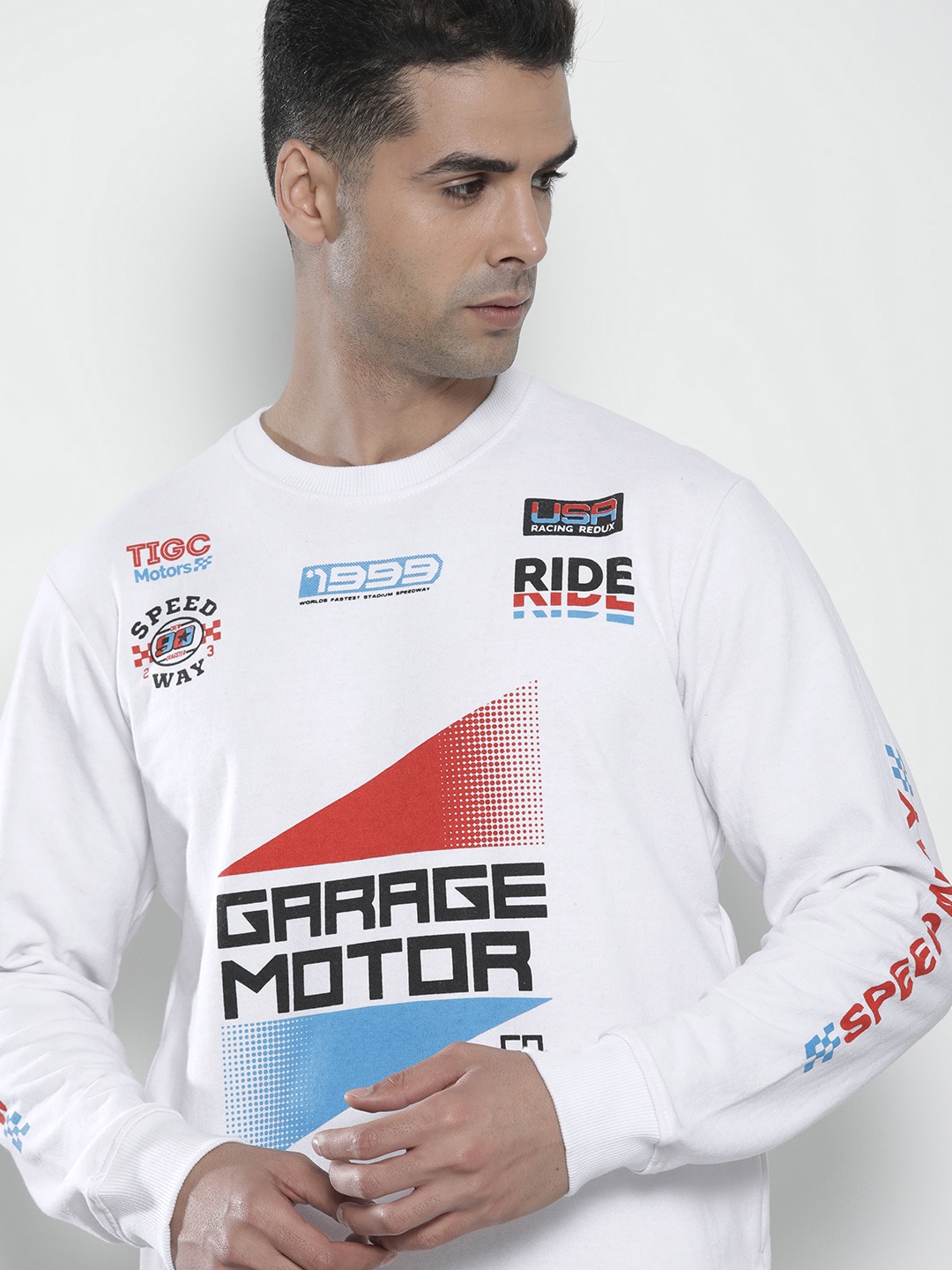 

The Indian Garage Co Men White Printed Sweatshirt