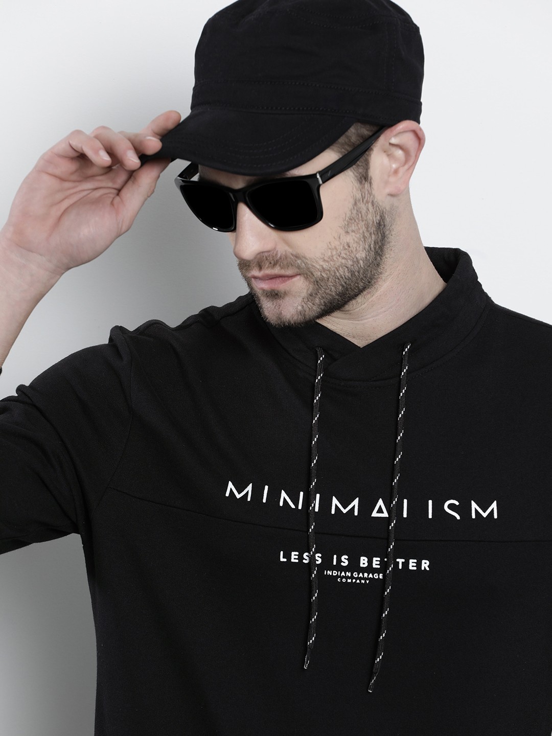 

The Indian Garage Co Men Black Printed Hooded Sweatshirt