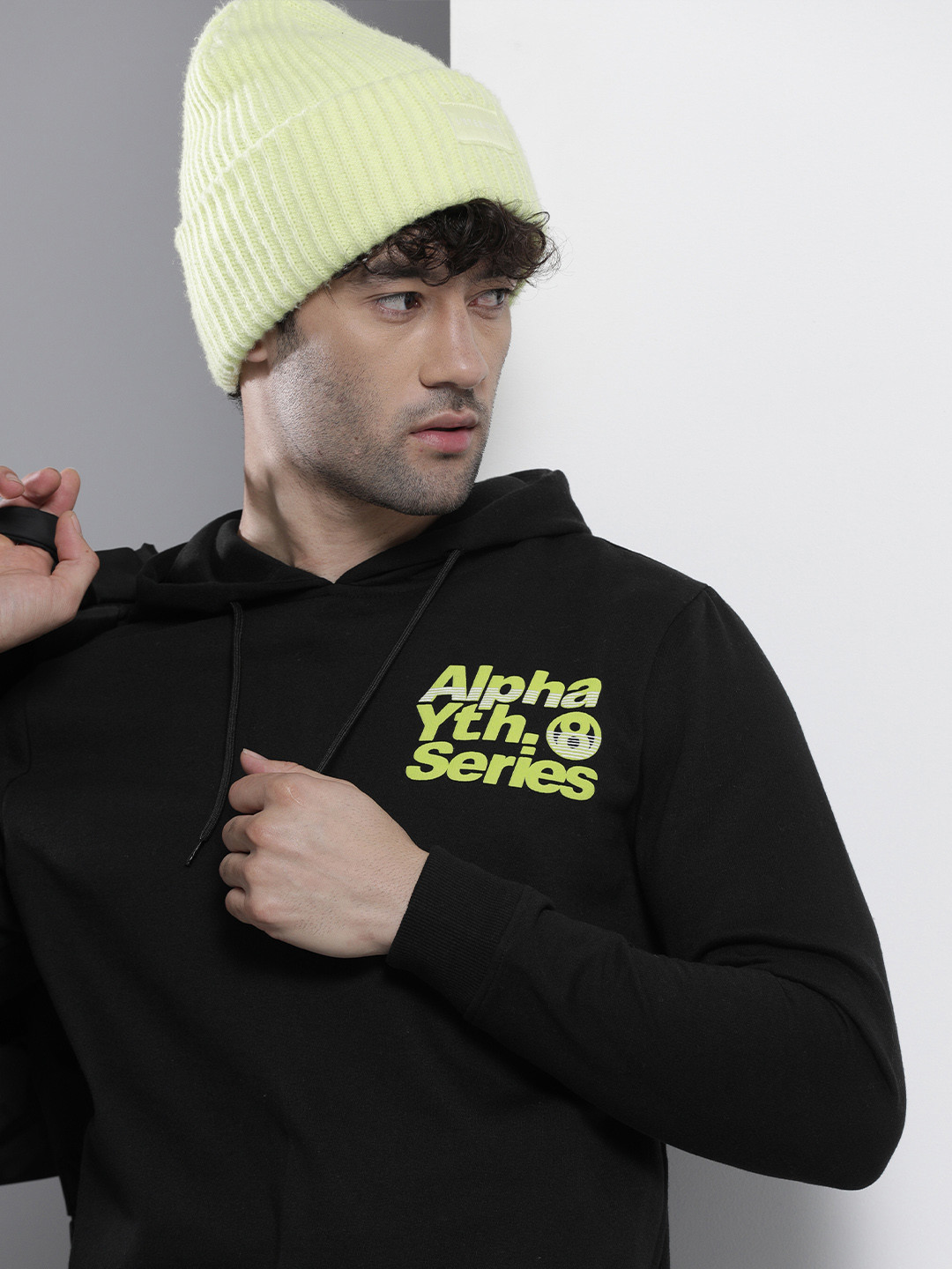 

The Indian Garage Co Men Black Hooded Sweatshirt