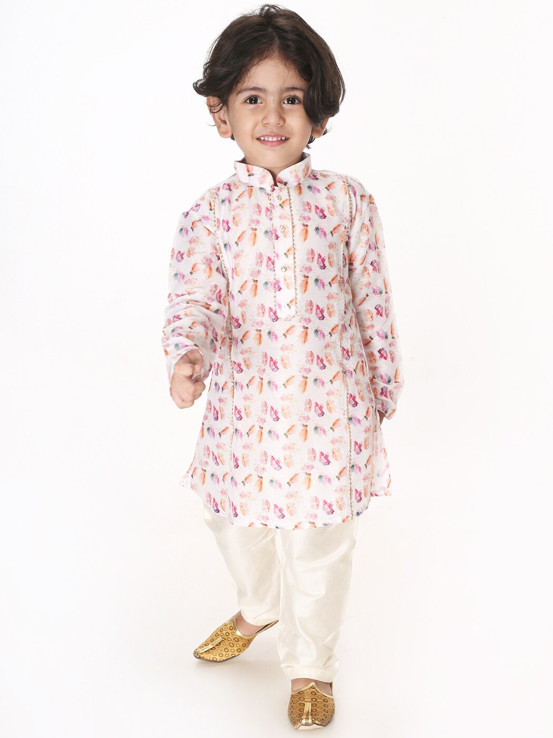 

VASTRAMAY Boys Multicoloured Floral Printed Regular Kurti with Pyjamas, Multi