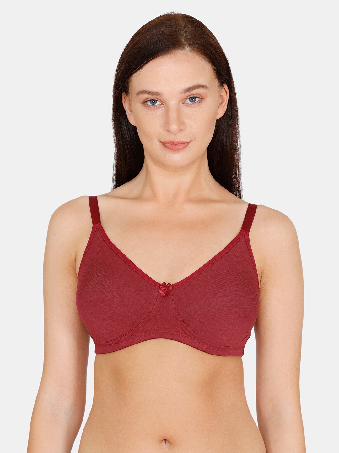 

Zivame Maroon Solid Pure Cotton T-Shirt Bra - Non-Wired Non-Padded