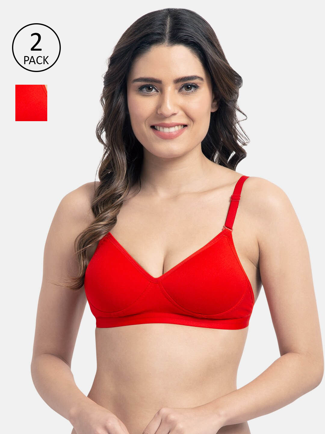 

Tweens Pack of 2 Red Non Wired Full Coverage T-shirt Bra