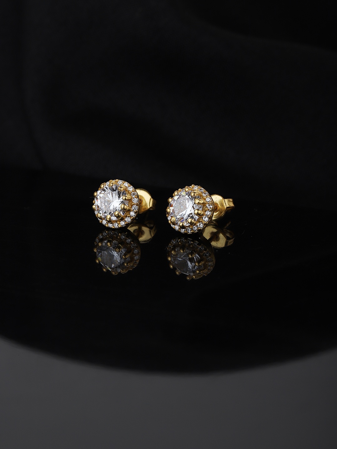 

Carlton London Gold-Plated CZ Studded Handcrafted Circular Studs