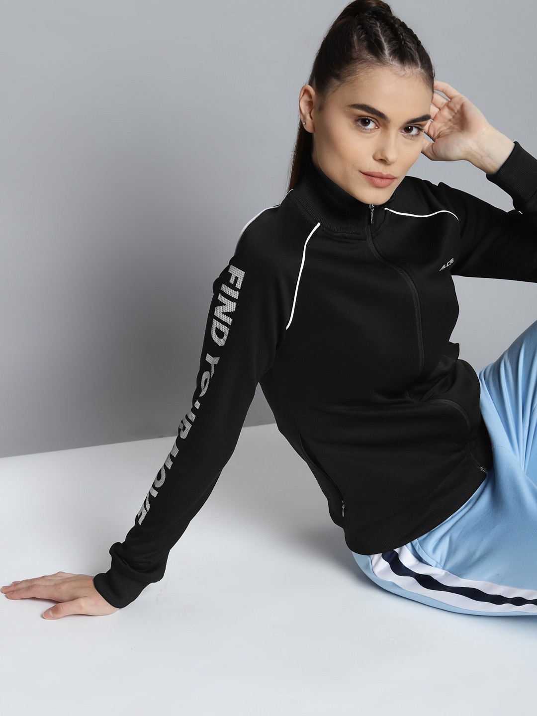 

Alcis Women Black Typography Sporty Jacket