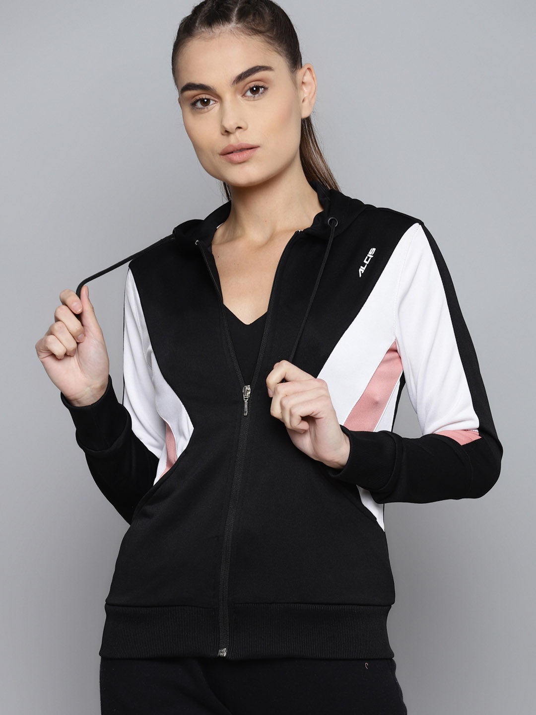 

Alcis Women Black White Colourblocked Sporty Jacket