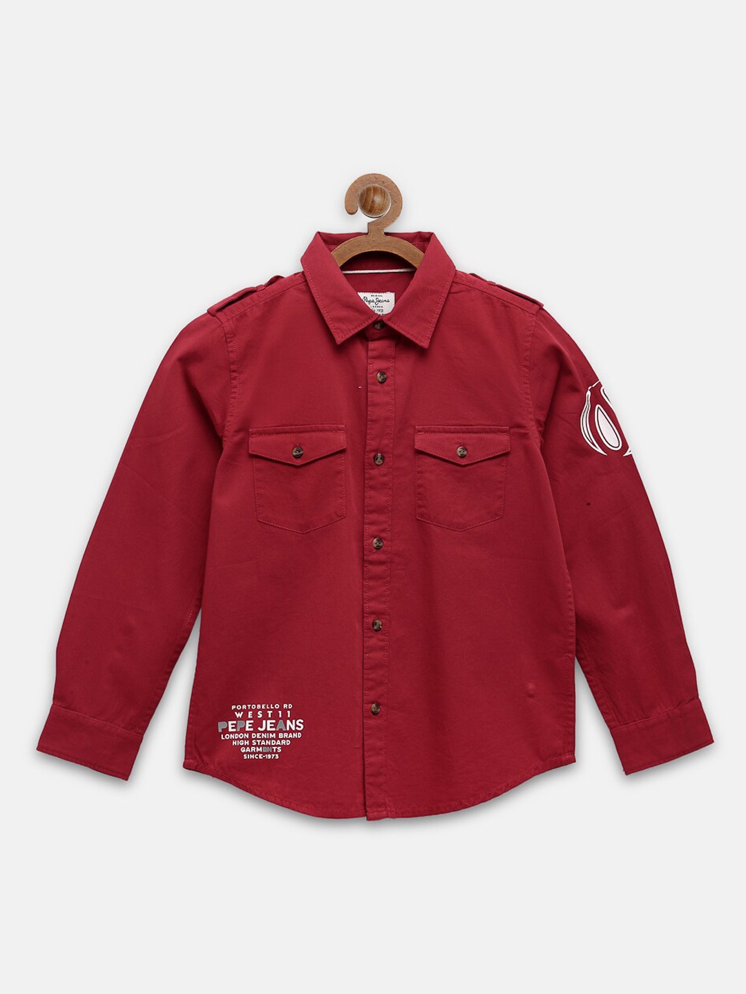 

Pepe Jeans Boys Red Opaque Casual Shirt