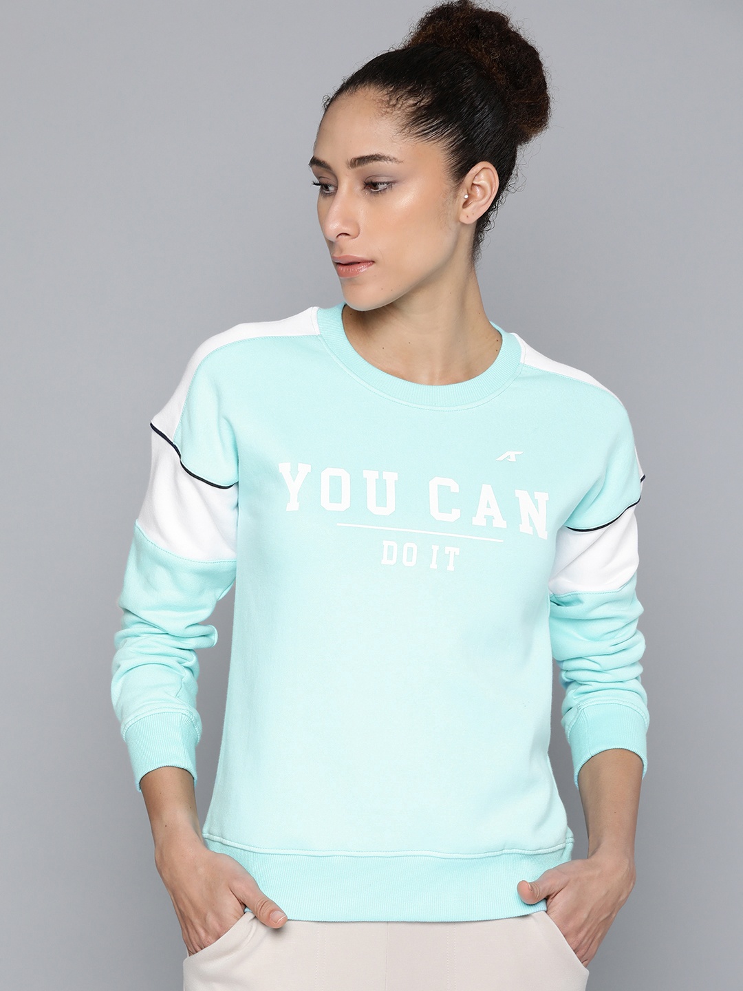 

Alcis Women Blue & White Cotton Printed Sweatshirt