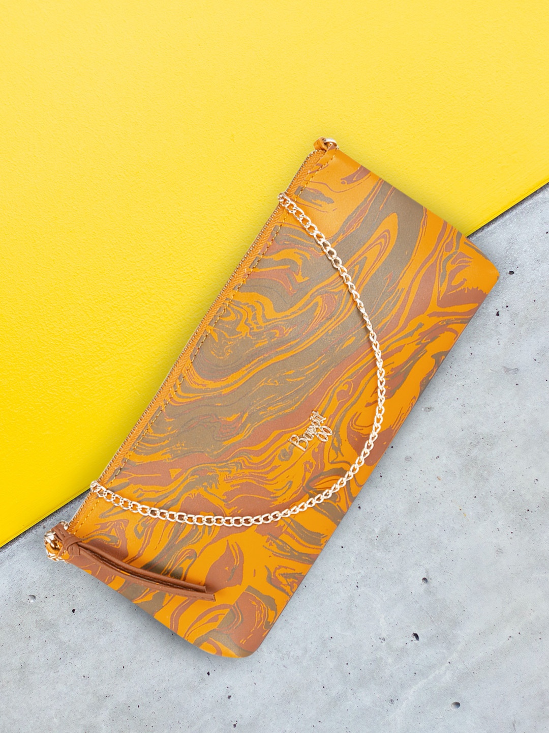 

Baggit Yellow Abstract Printed Structured Shoulder Bag