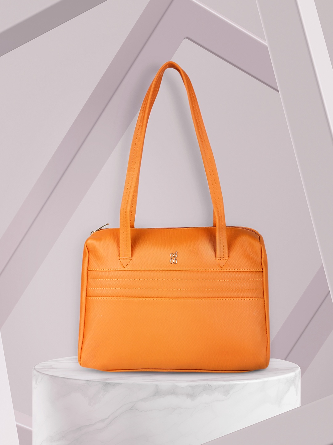 

Baggit Orange Textured Structured Shoulder Bag
