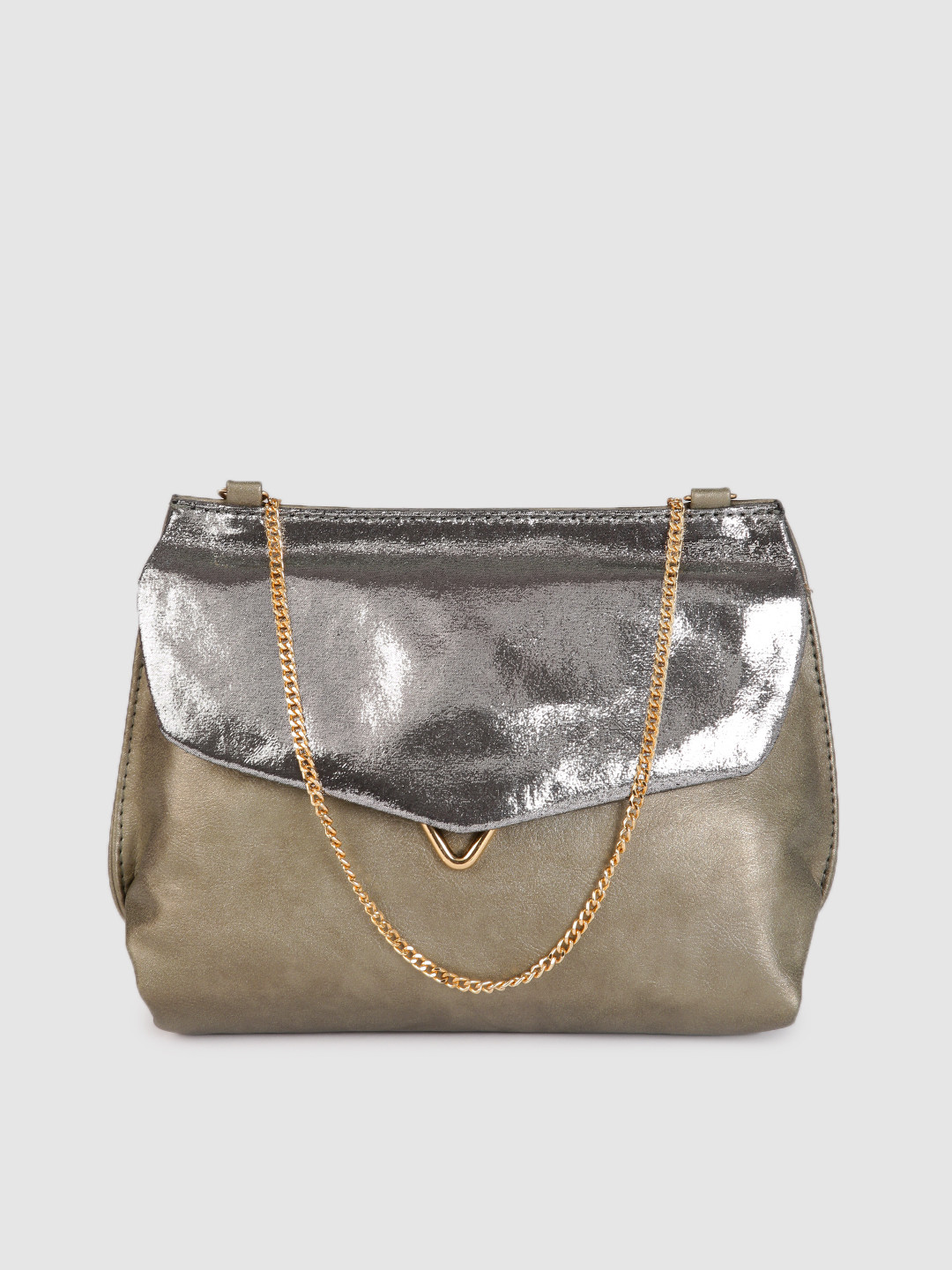 

Baggit Brown Colourblocked Structured Shoulder Bag