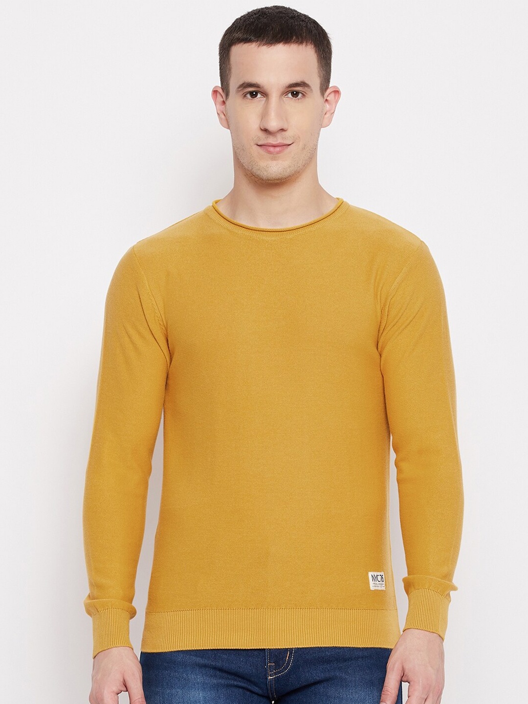 

QUBIC Men Mustard Pullover Sweater