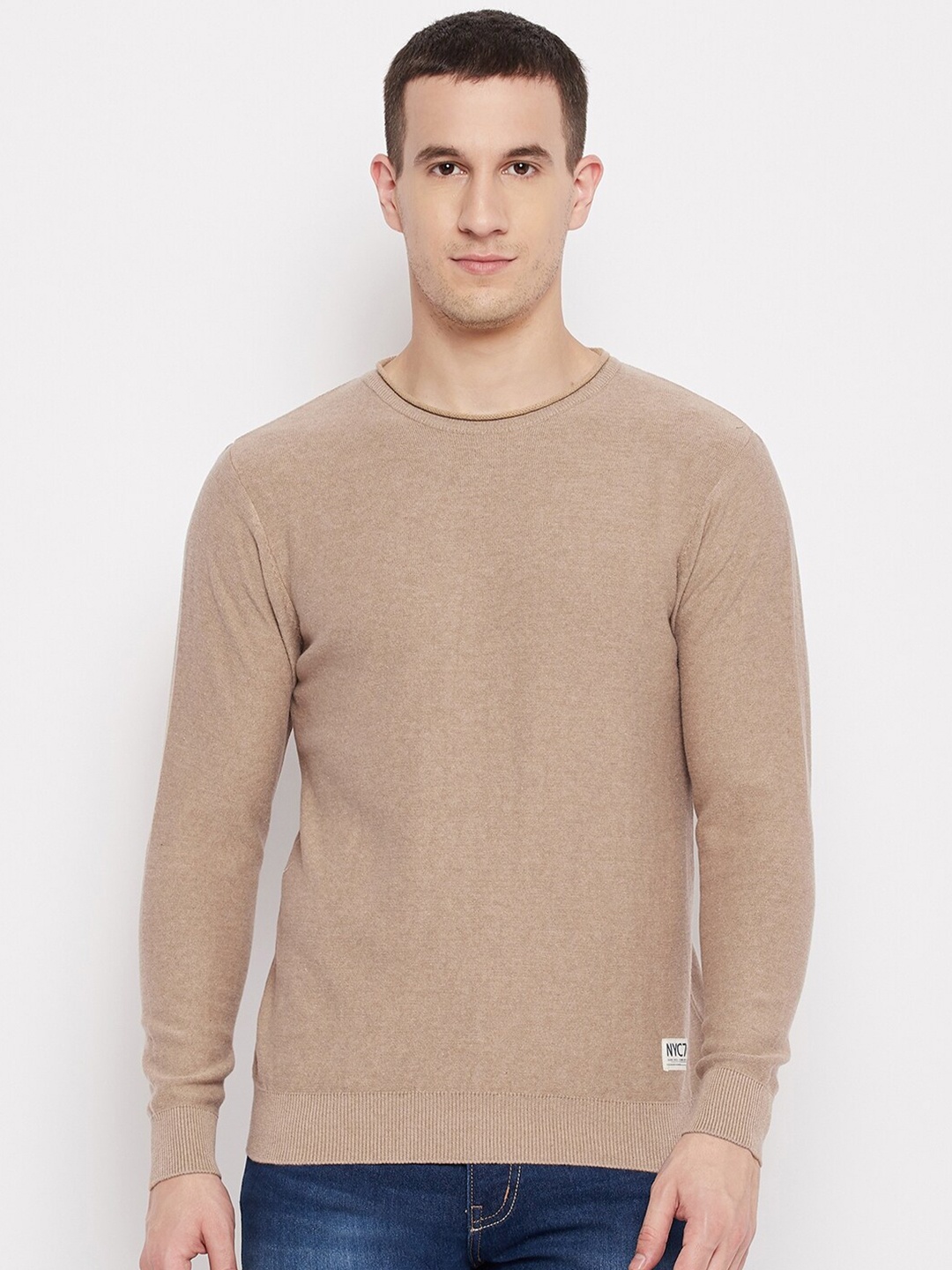 

QUBIC Men Tan Pullover Sweater
