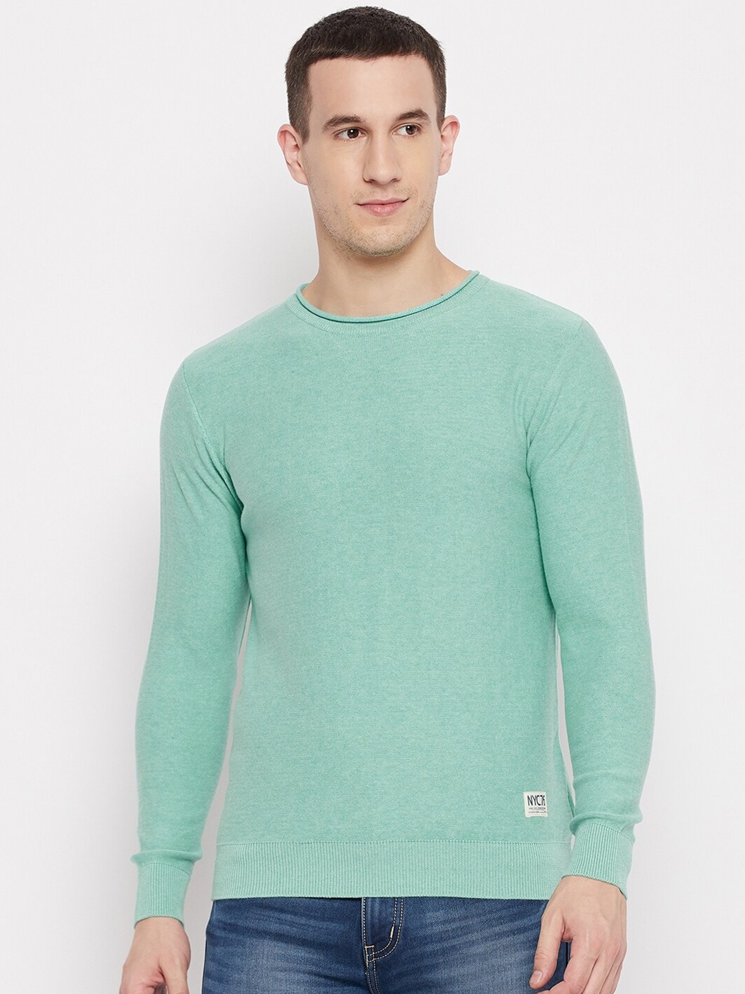

QUBIC Men Green Pullover Sweater
