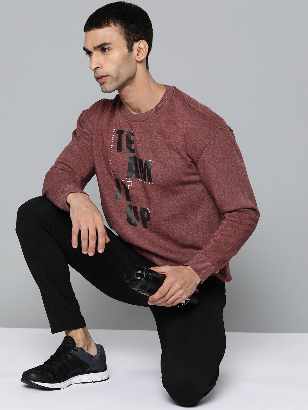 

Alcis Men Maroon Cotton Printed Sweatshirt