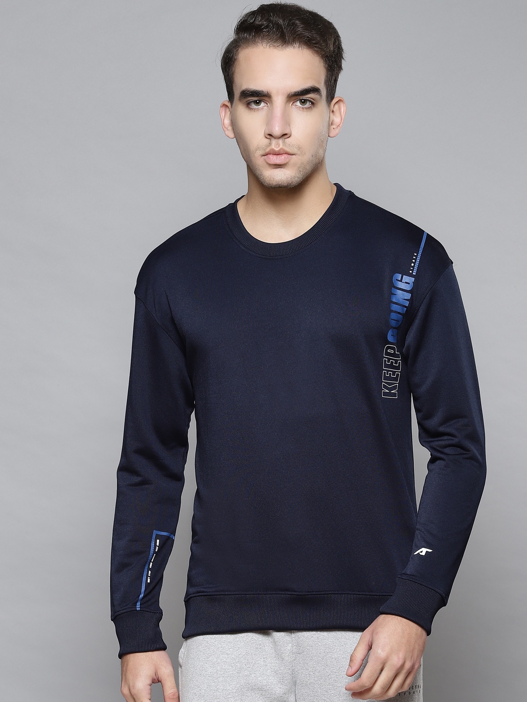 

Alcis Men Navy Blue Printed Sweatshirt