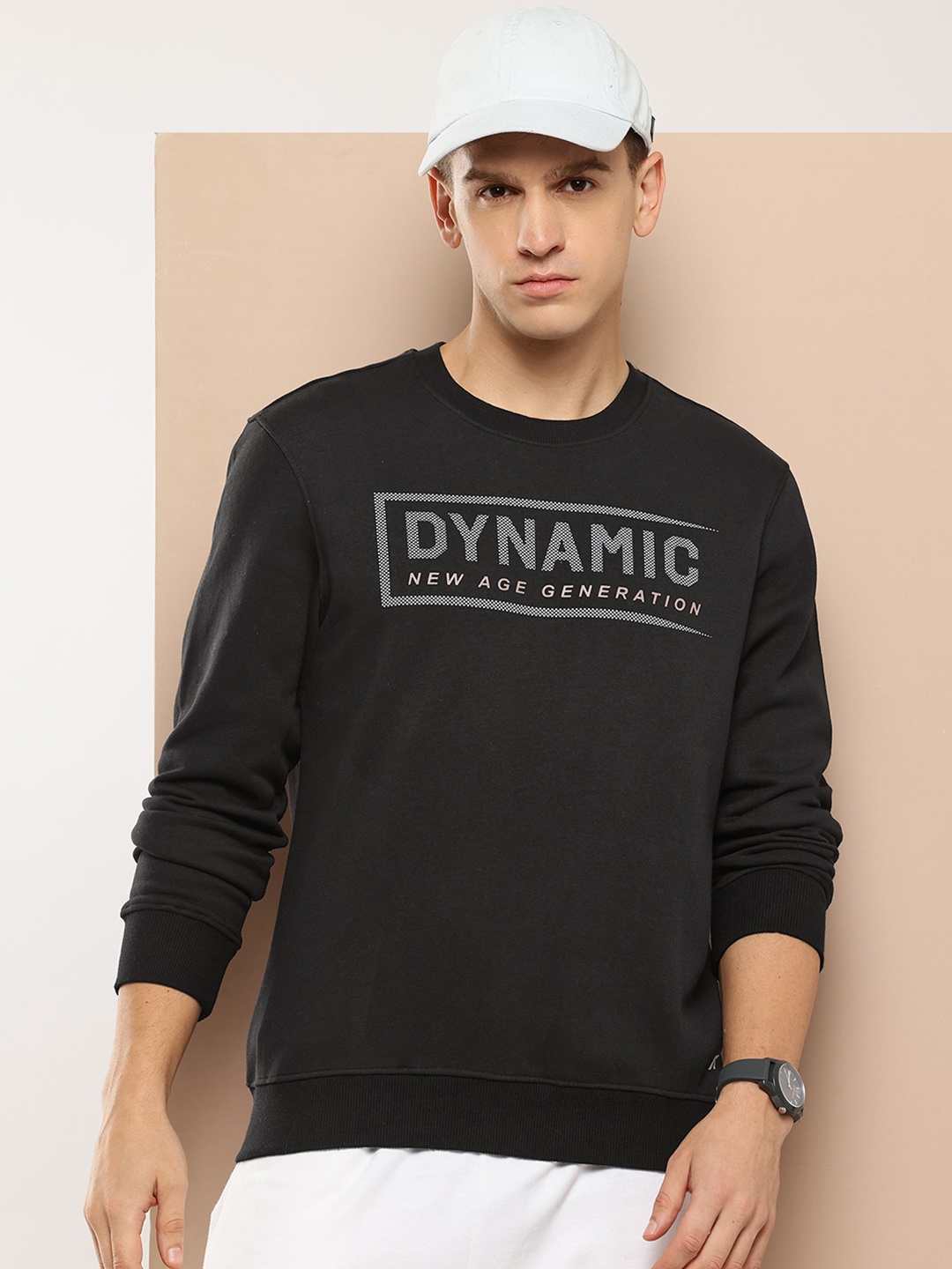 Alcis Men Black Cotton Printed Sweatshirt