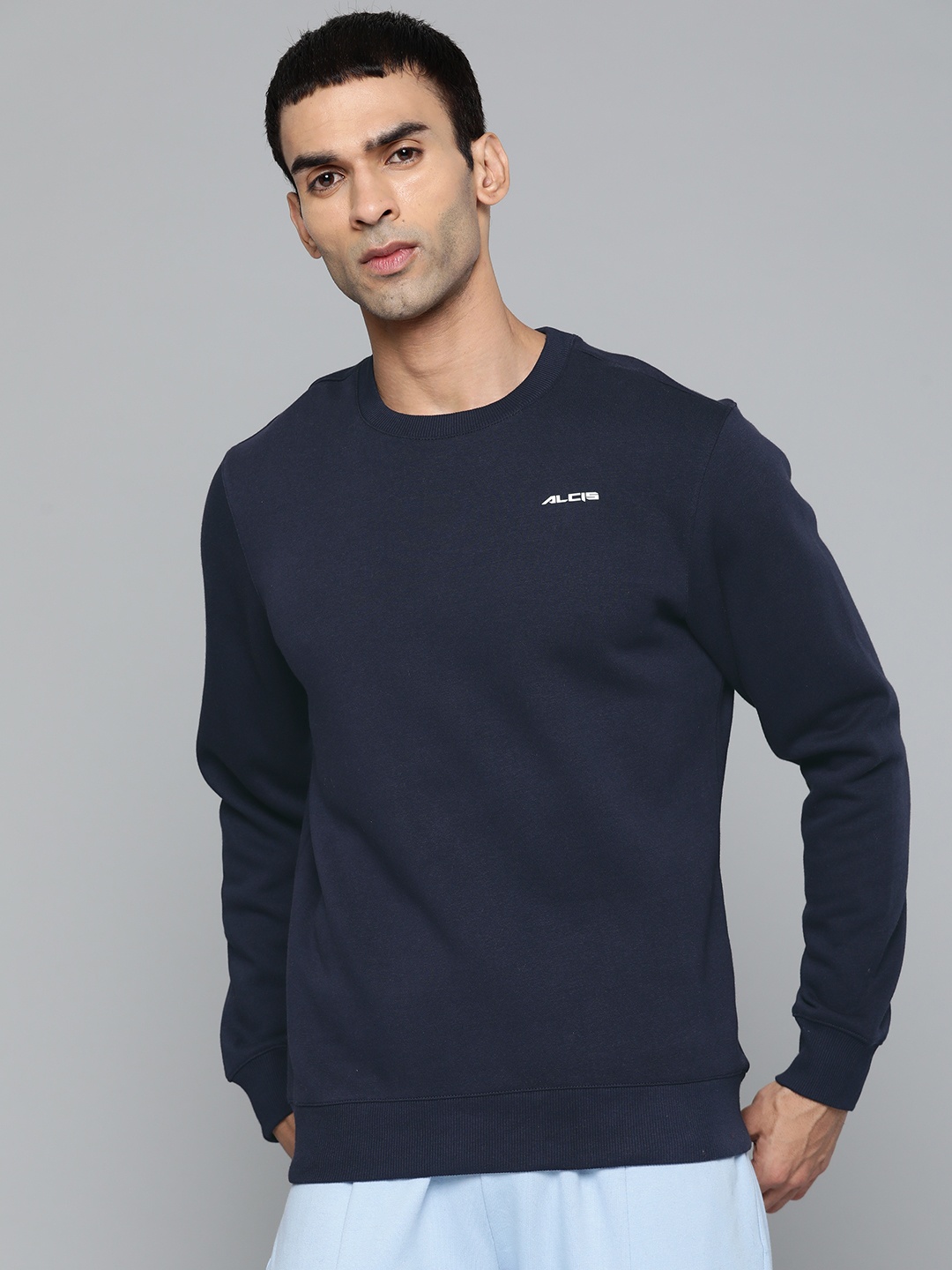 

Alcis Men Navy Blue Cotton Sweatshirt