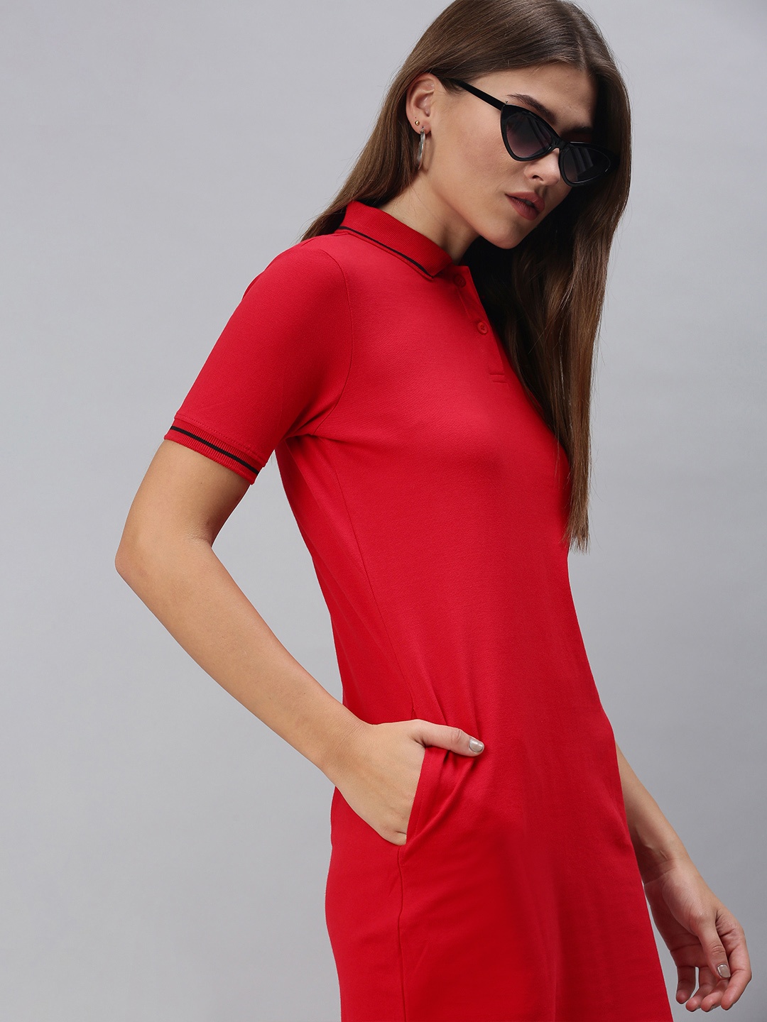 

The Souled Store Red Solid T-shirt Dress
