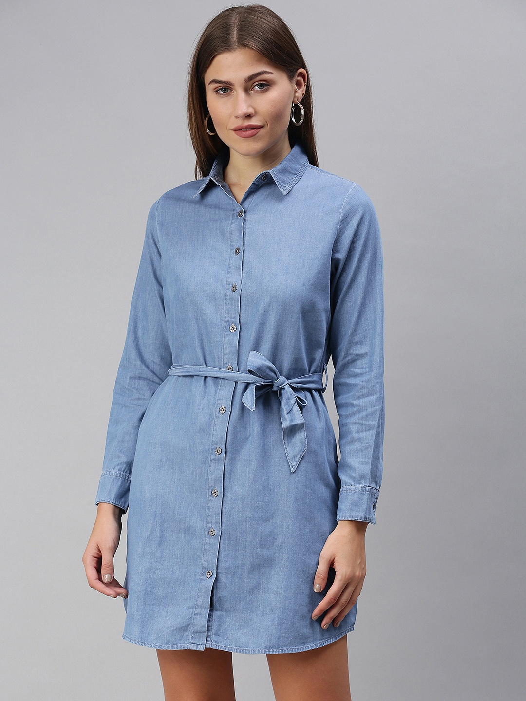 

The Souled Store Blue Denim Shirt Dress