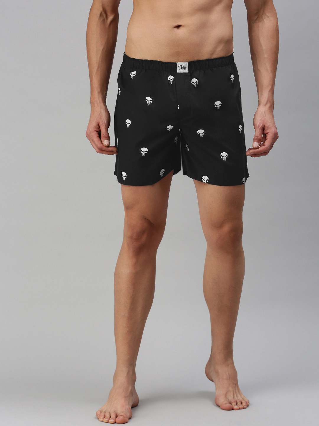 

The Souled Store Cotton Black Punisher Skull Pattern Boxers