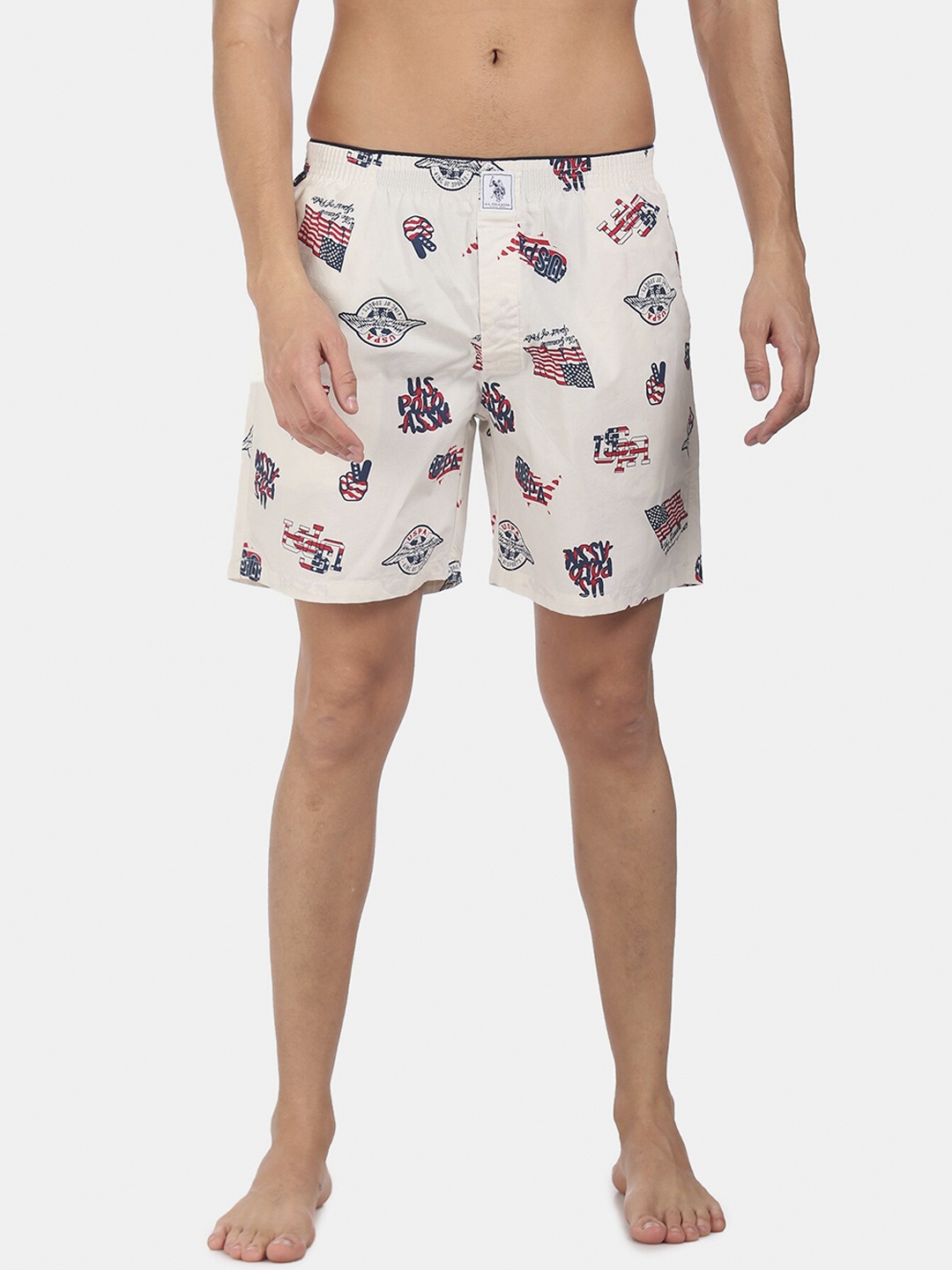 

U.S. Polo Assn. Men White & Red Printed Pure Cotton Boxer IYAB-AAC-PR