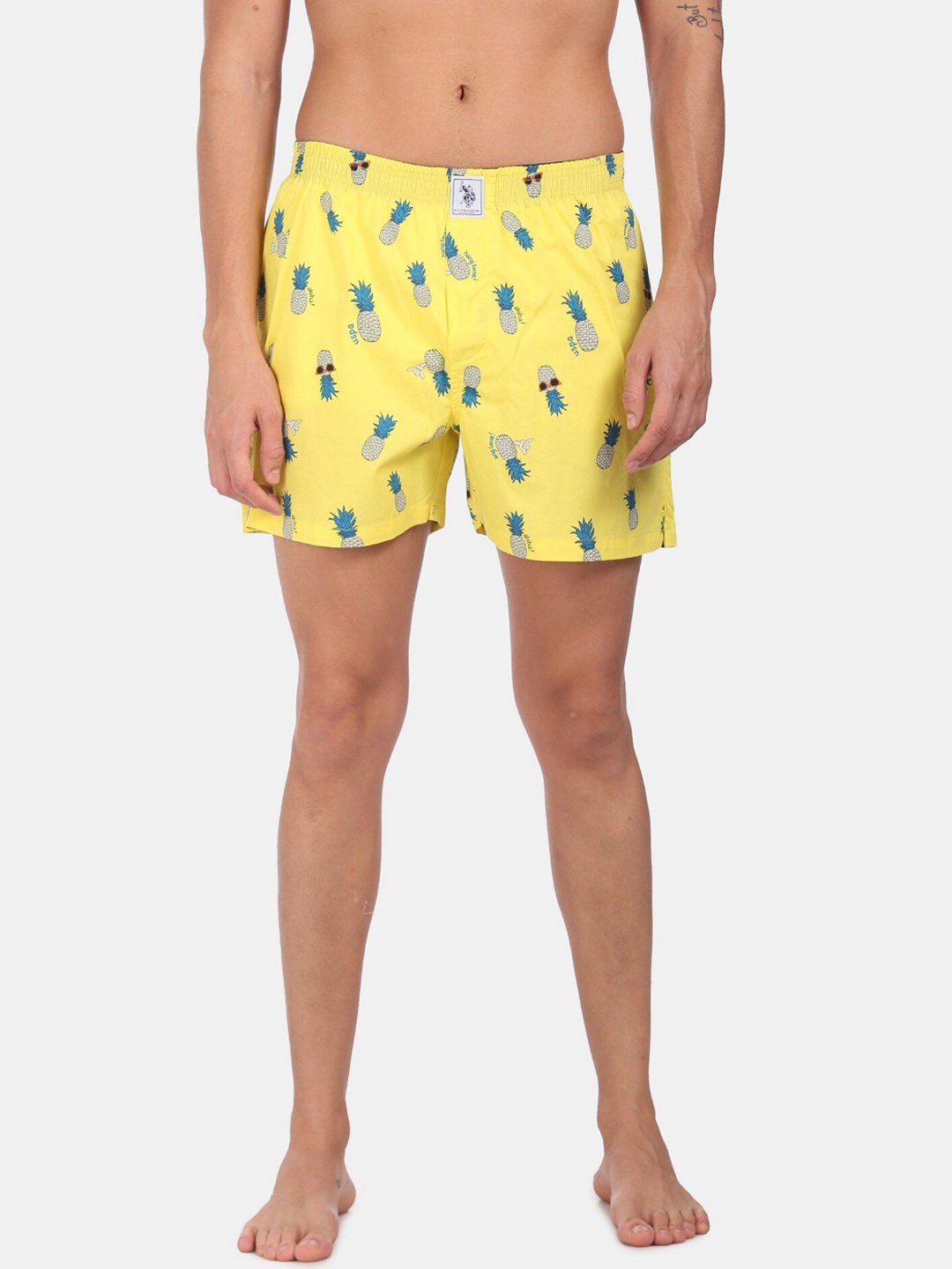 

U.S. Polo Assn. Men Yellow & Blue Printed Pure Cotton Boxers IYAC-AAL-PR