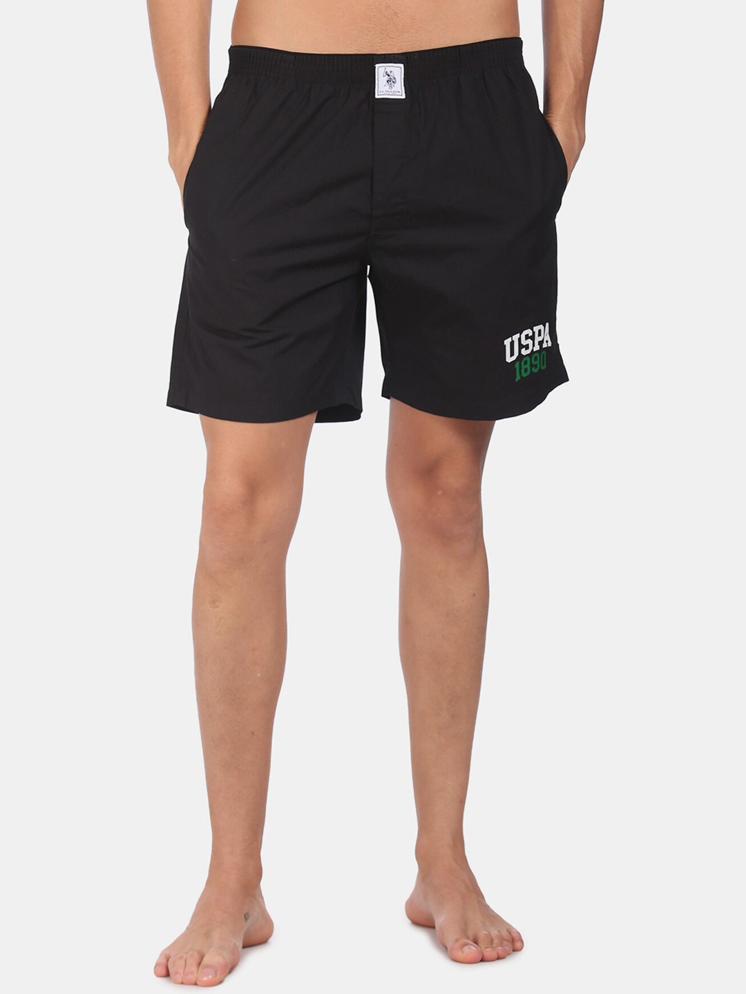 

U.S. Polo Assn. Men Black Solid Pure Cotton Boxer IYAA-002-PL