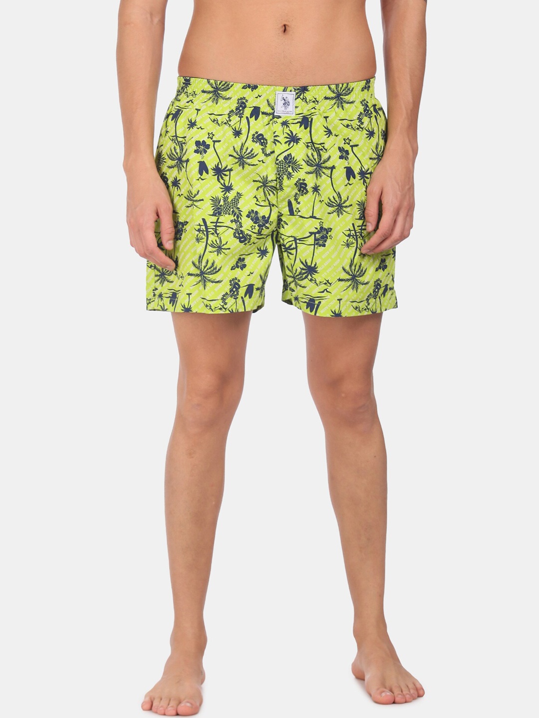 

U.S. Polo Assn. Men Green & Grey Printed Pure Cotton Boxer IYAC-AAG-PR