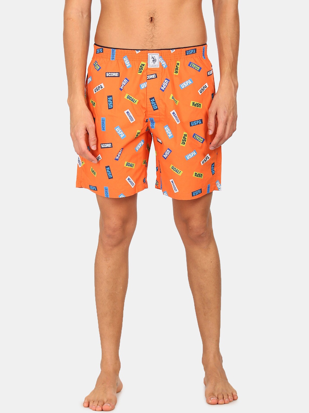 

U.S. Polo Assn. Men Orange & Blue Printed Pure Cotton Boxer IYAB-AAE-PR