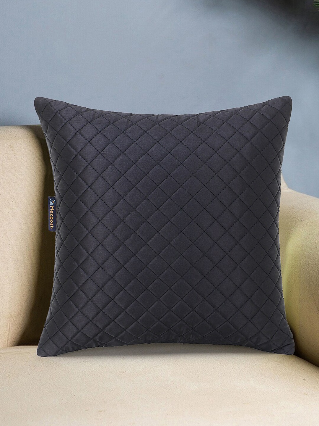 

Mezposh Black Quilted Satin Square Cushion Covers