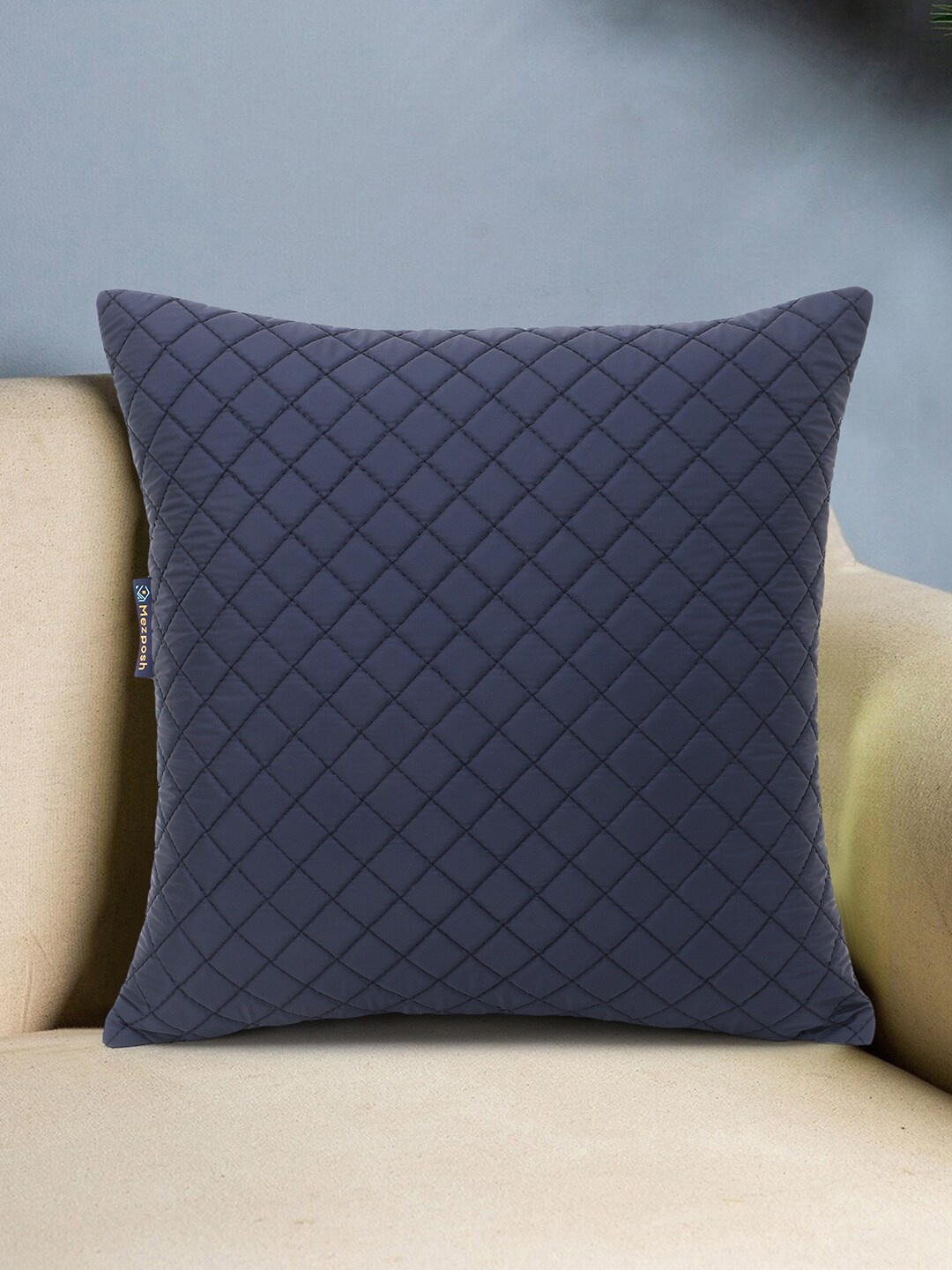 

Mezposh Navy Blue & Black Square Quilted Cushion Cover