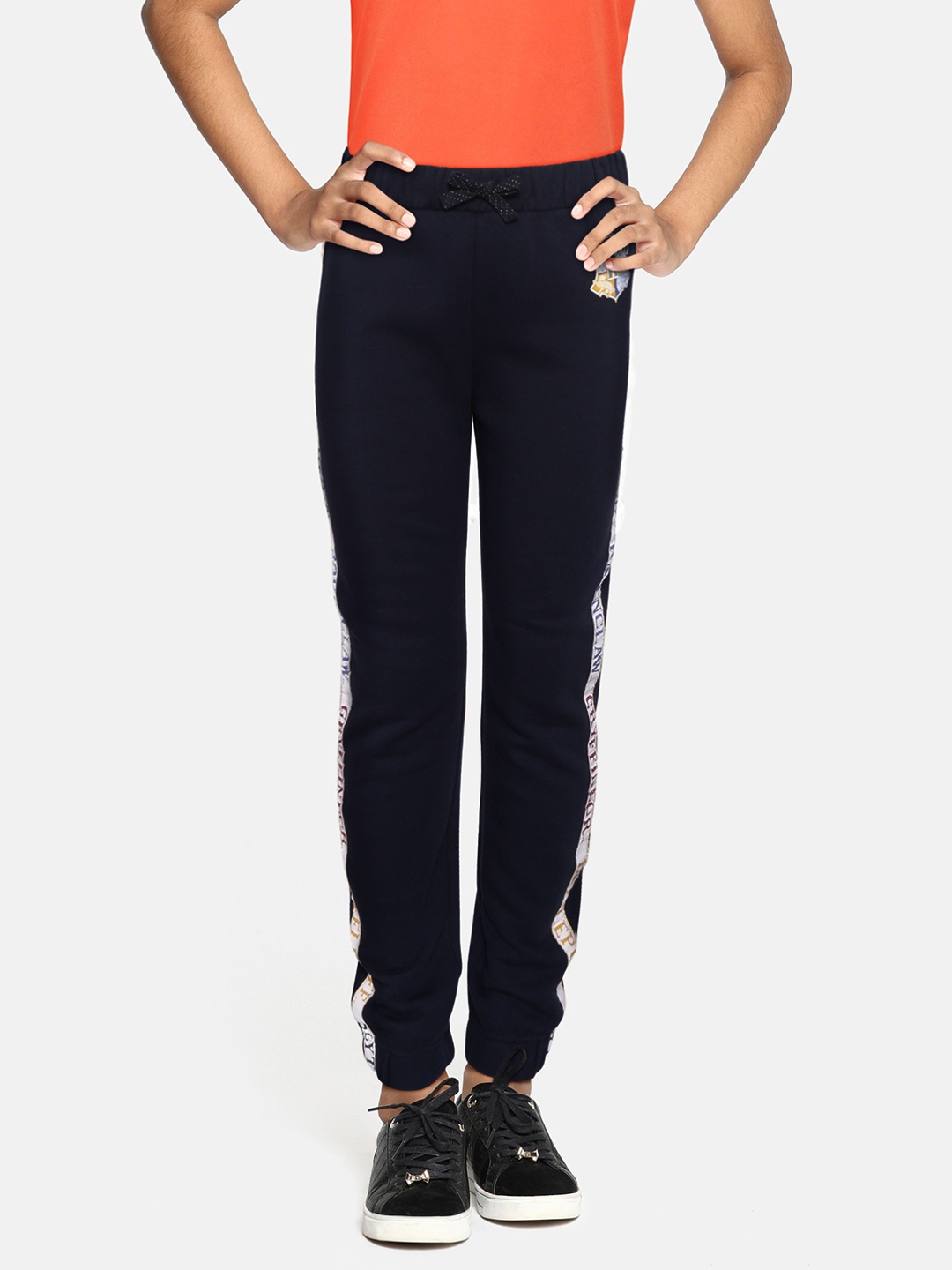 

Marks & Spencer Girls Navy Blue Solid Leggings With Side Printed Detail