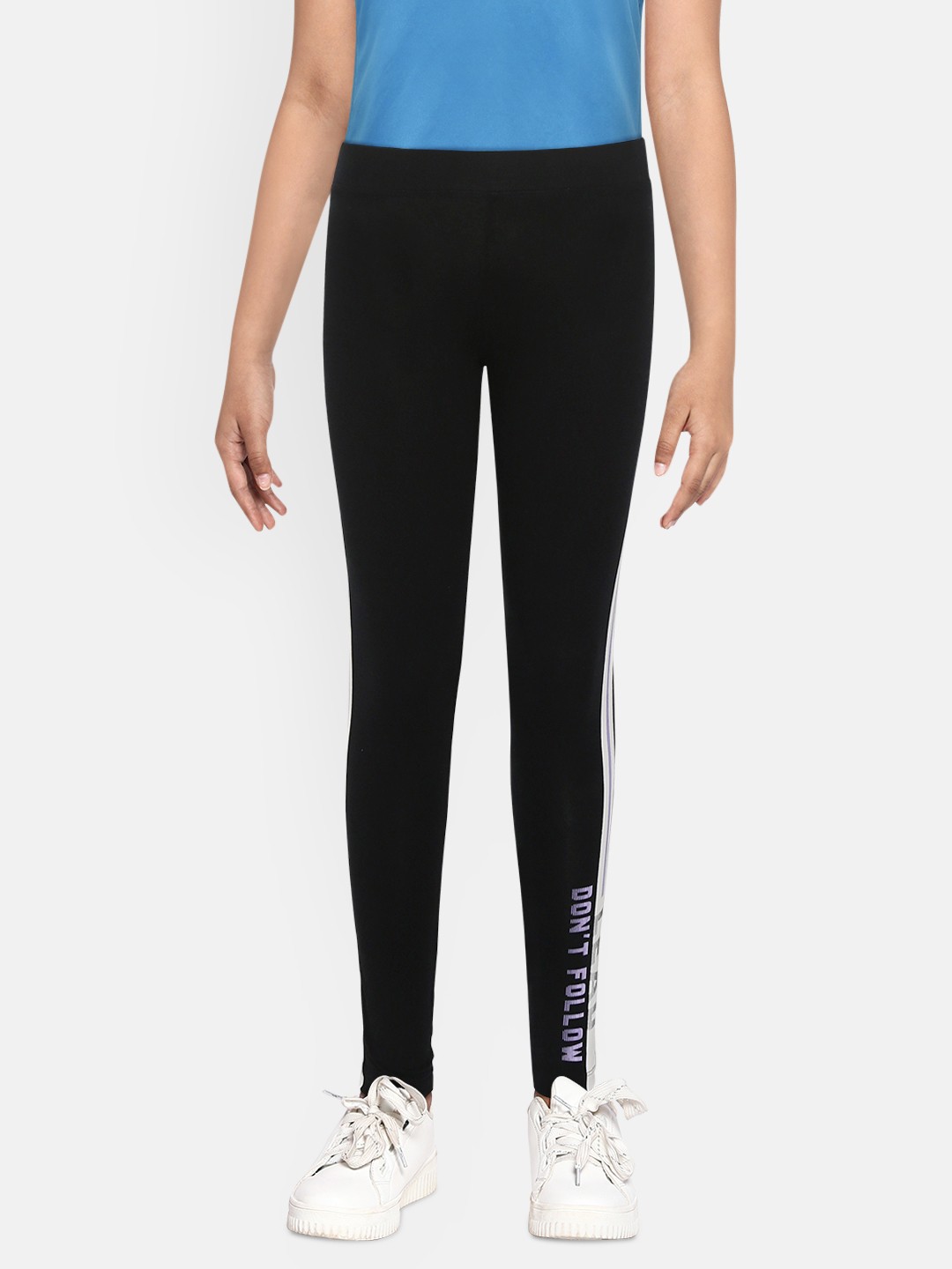 

Marks & Spencer Girls Black Solid Leggings With Side Stripes