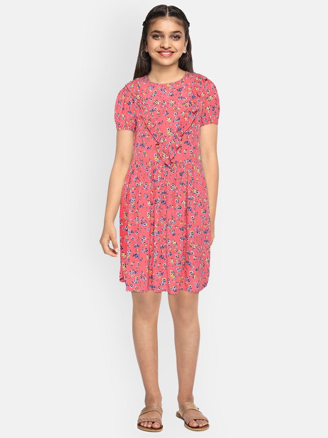 

Marks & Spencer Coral Red Ditsy Floral Dress