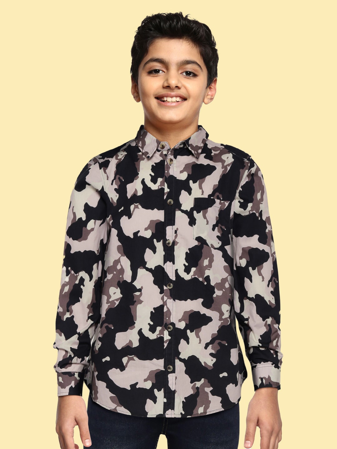 

Marks & Spencer Boys Navy Blue Opaque Camouflage Printed Casual Shirt