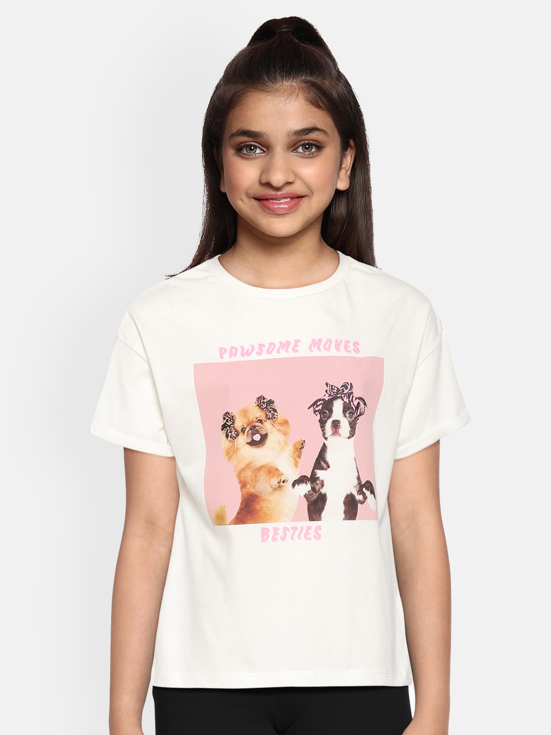 

Marks & Spencer Girls White Pure Cotton Printed Slim Fit T-shirt