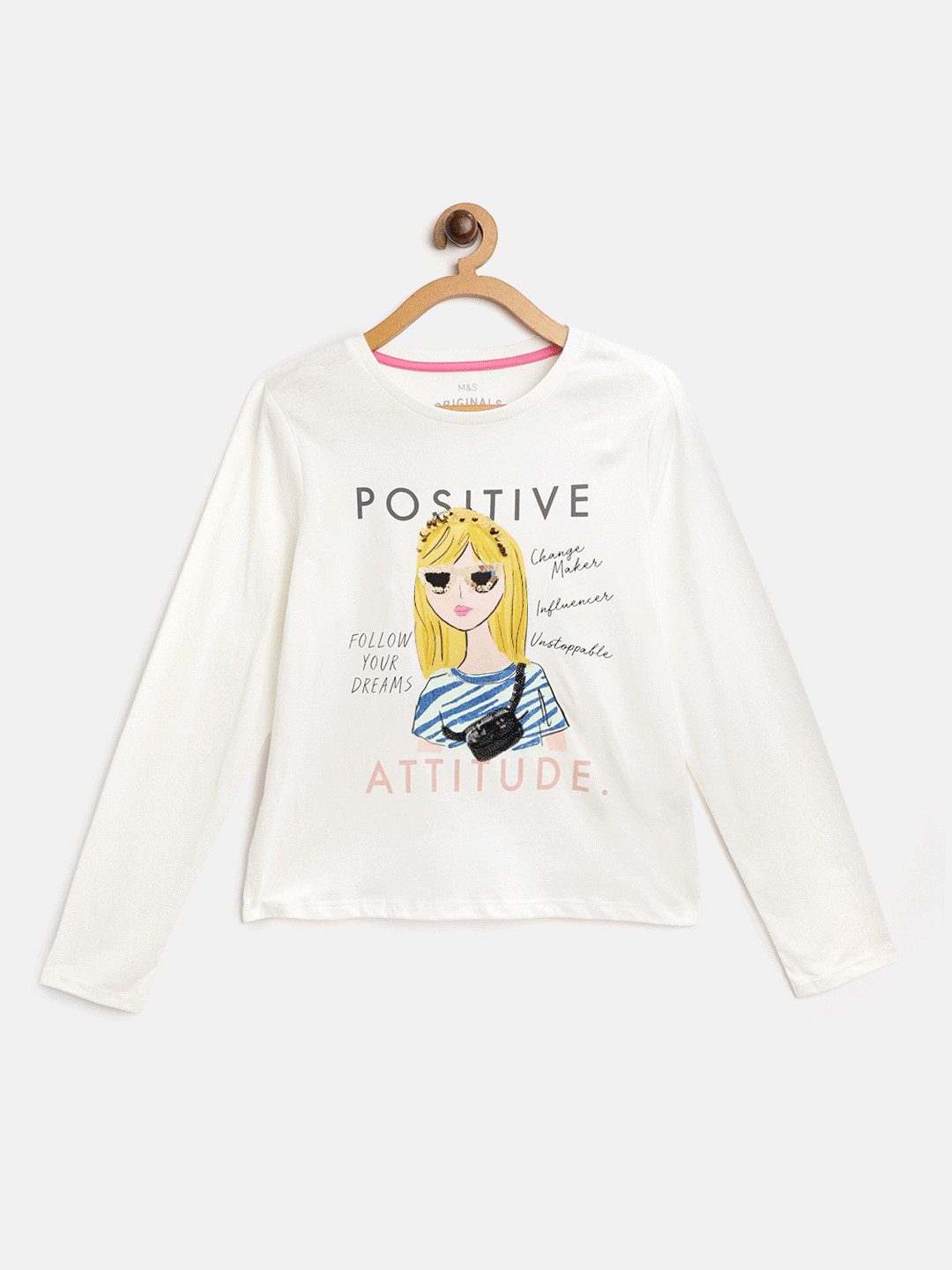 

Marks & Spencer White Printed Mermaid Sequinned Top