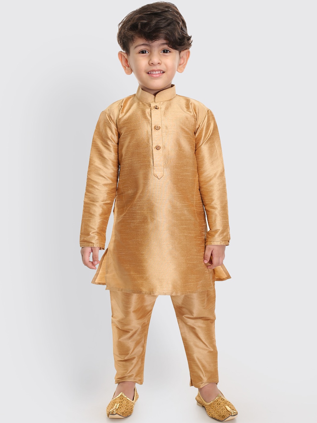 

VASTRAMAY Boys Gold-Toned Regular Kurta with Pyjamas
