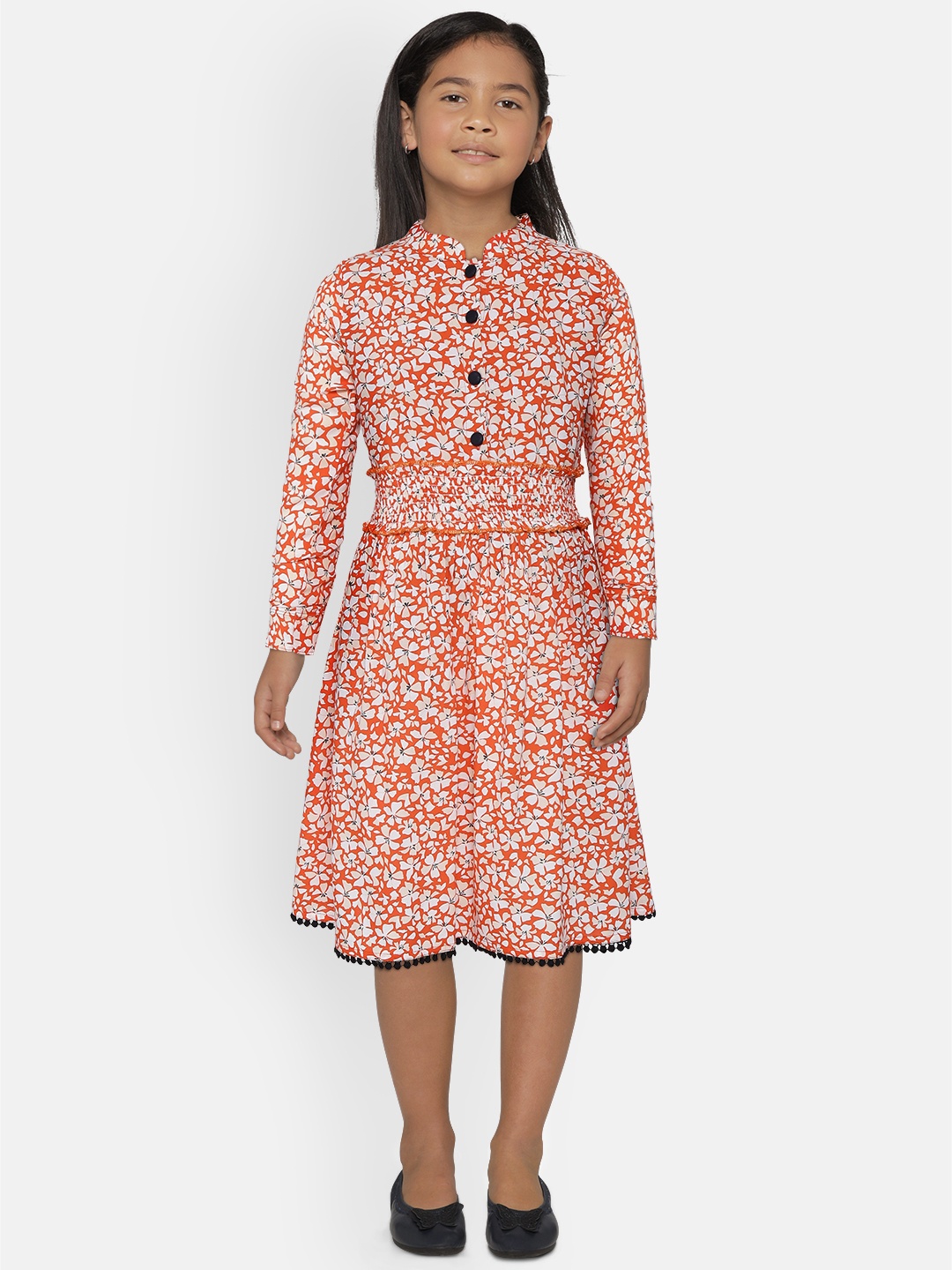 

Bella Moda Orange & White Floral Dress