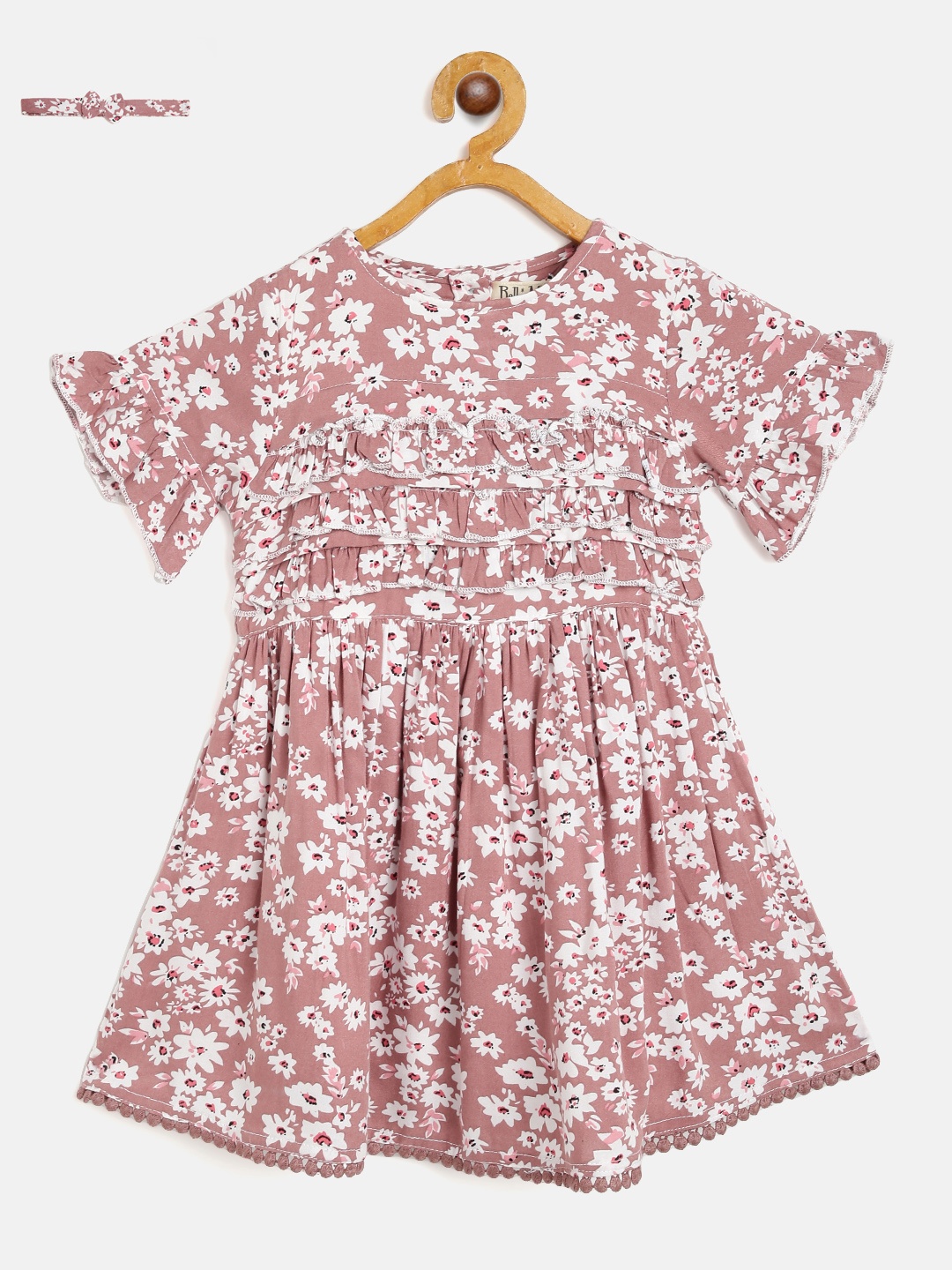 

Bella Moda White & Mauve Floral Dress