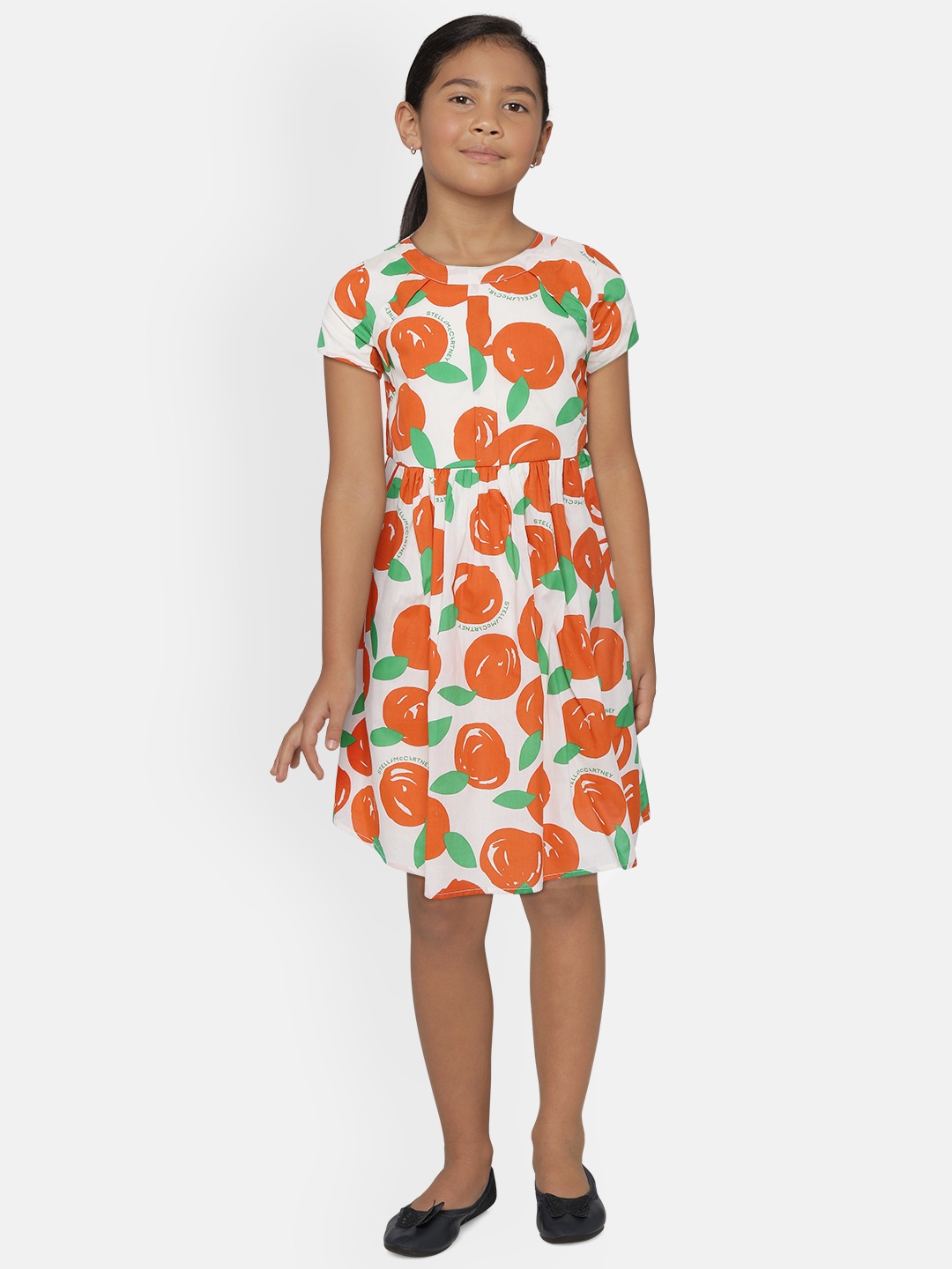 

Bella Moda White & Orange Printed Dress