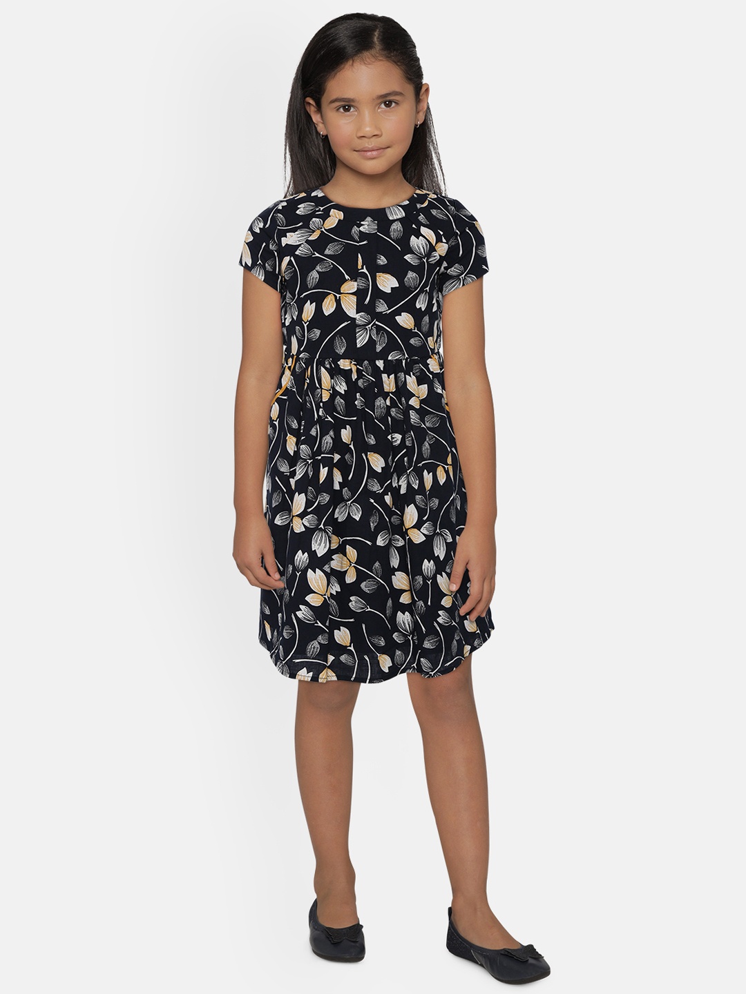 

Bella Moda Black Floral A-Line Dress