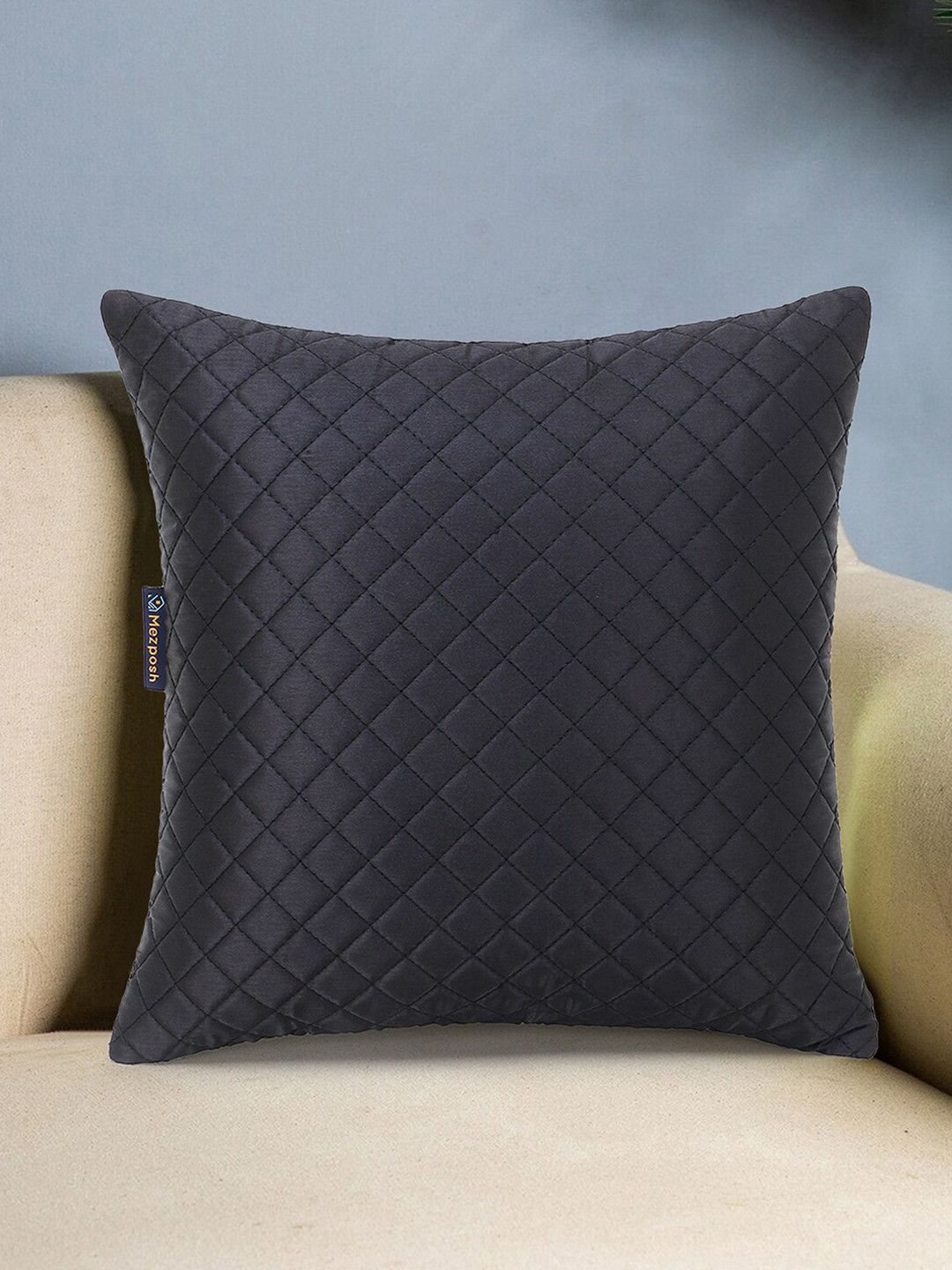 

Mezposh Black Satin Harlequin Quilted Cushion Cover