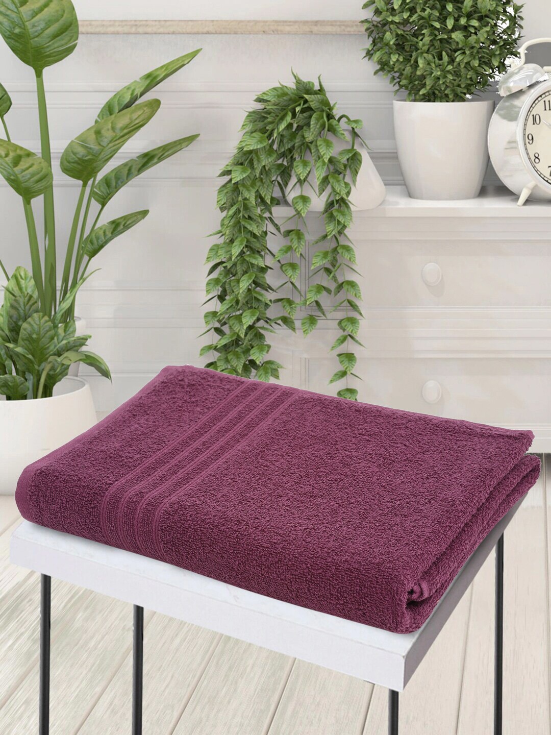 

MYTRIDENT Purple Solid 400 GSM Combed Cotton Bath Towel