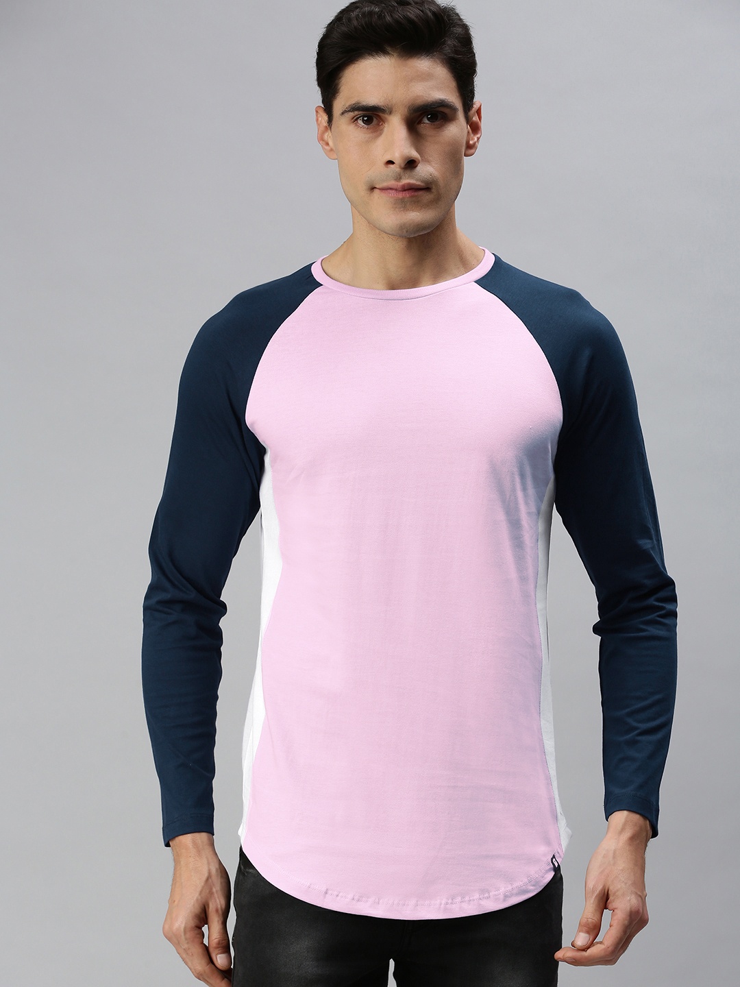 

The Souled Store Men Lavender & Blue Colourblocked T-shirt