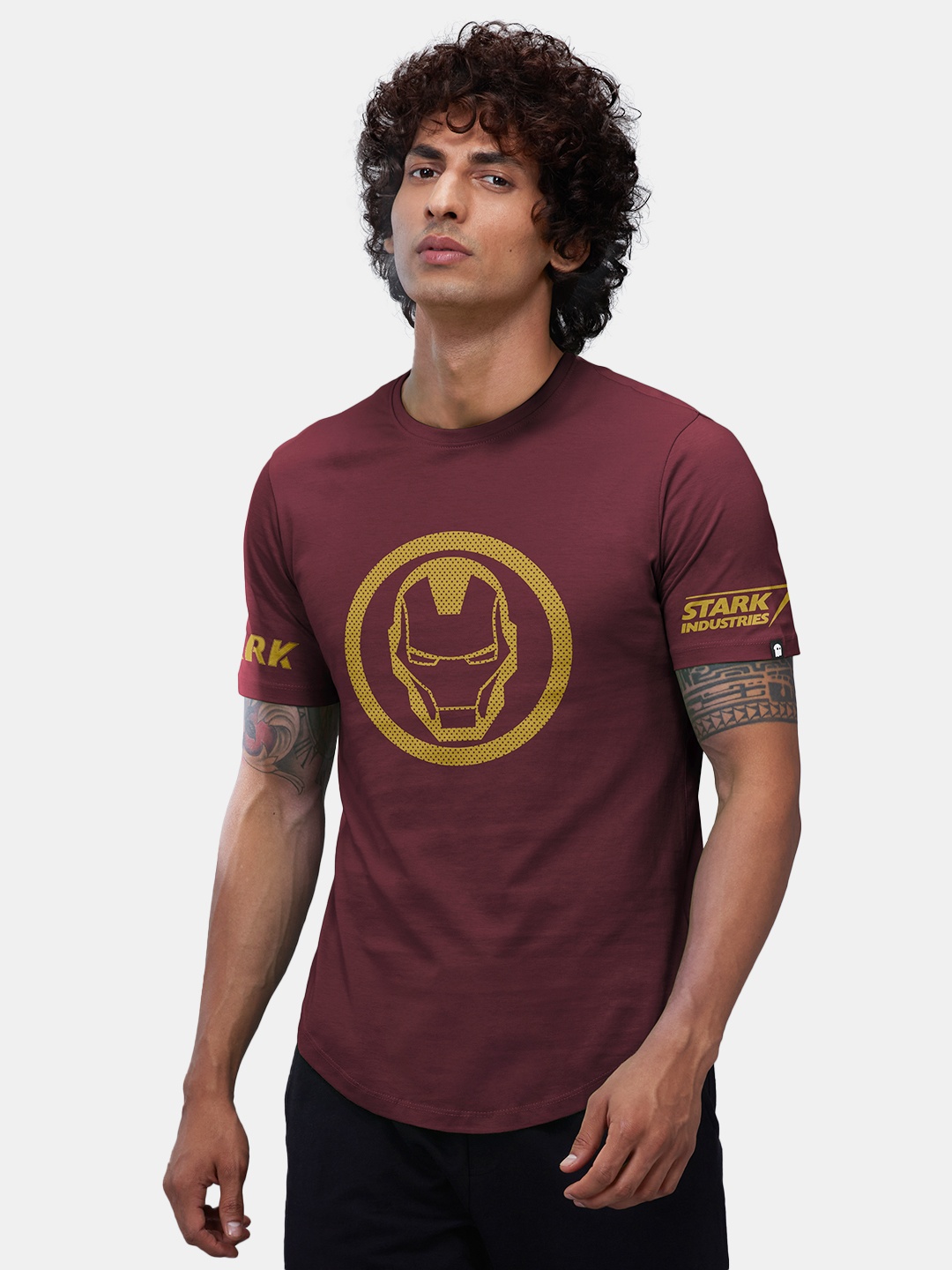 

The Souled Store Men Maroon & Yellow Iron Man Printed T-shirt