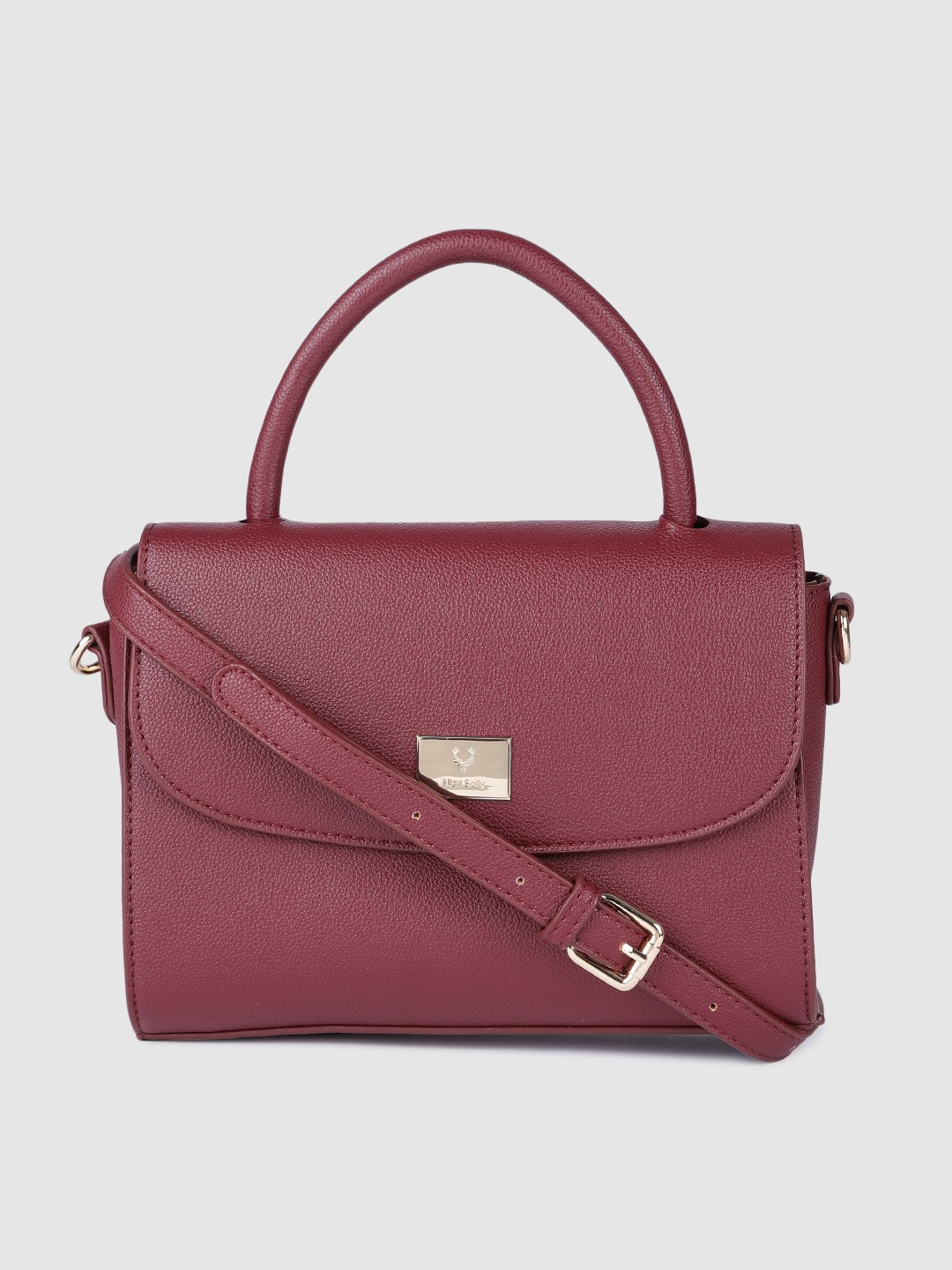 

Allen Solly Women Burgundy Solid Structured Satchel