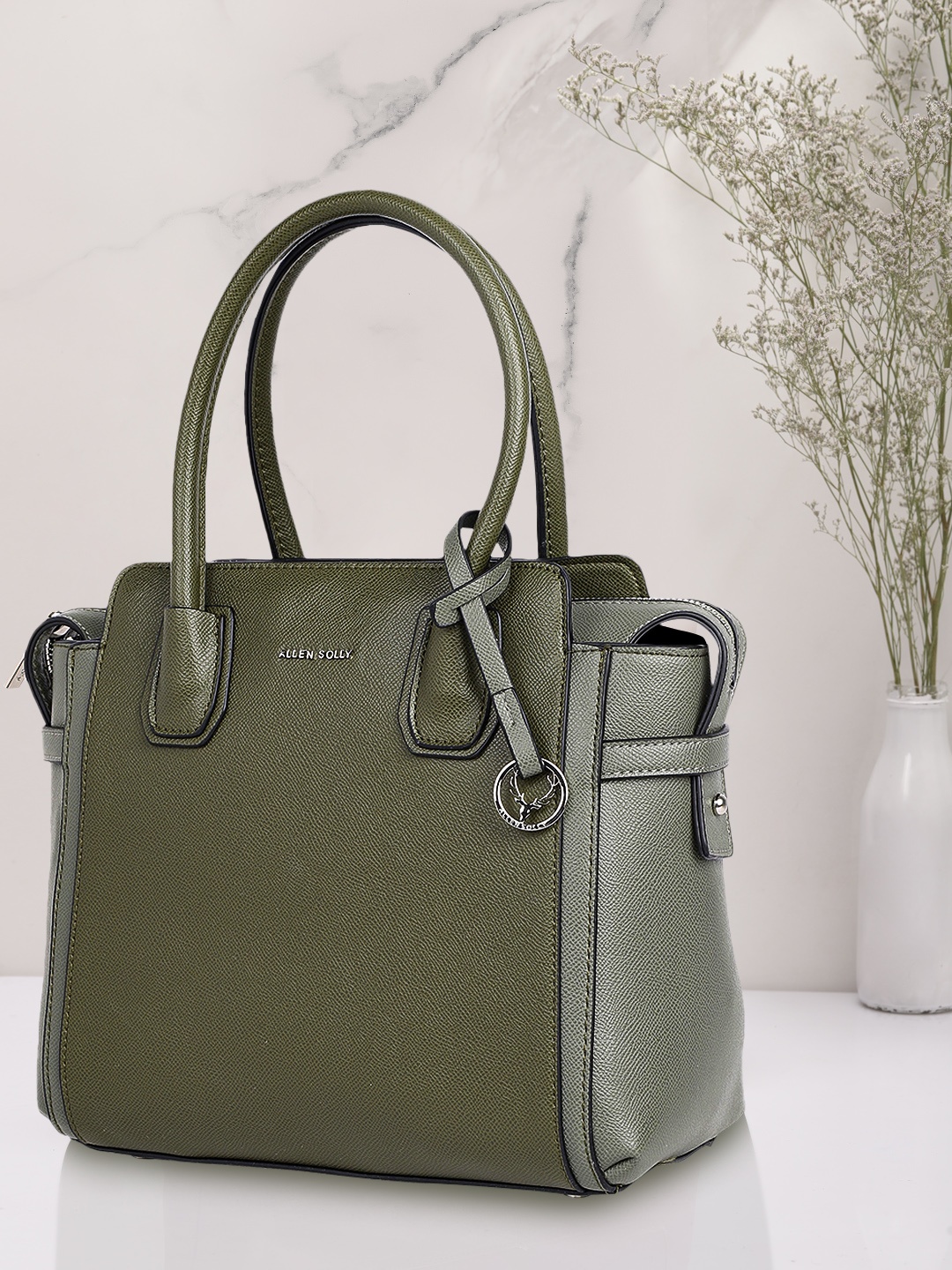 

Allen Solly Olive Green PU Structured Shoulder Bag